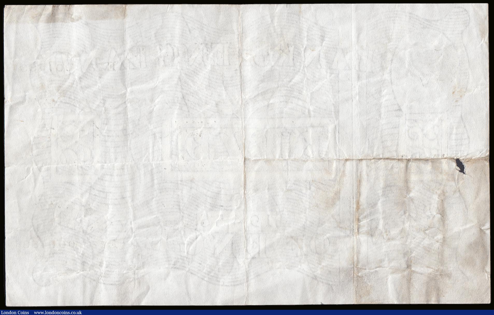 London Coins : A189 : Lot 51 : Five Pounds Peppiatt white B255 thick paper dated 30 November 1944 S/N E77 001483, VF with a hole by...