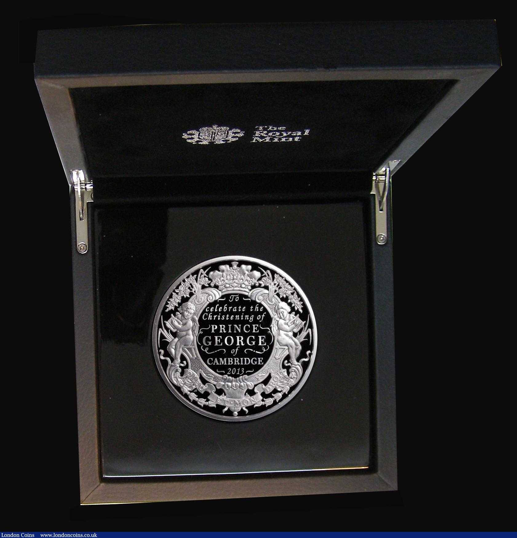 London Coins : A189 : Lot 538 : Ten Pounds 2013 The Christening of Prince George of Cambridge 5oz. Silver Proof S.M3, FDC in the Roy...