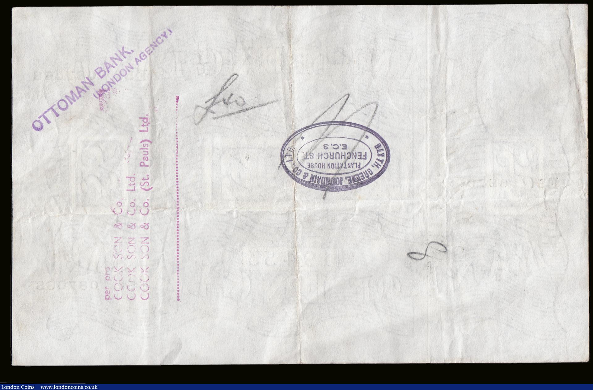 London Coins : A189 : Lot 54 : Five Pounds Peppiatt white B255 thick paper dated 31st October 1944 S/N E51 087068 VF multiple banke...