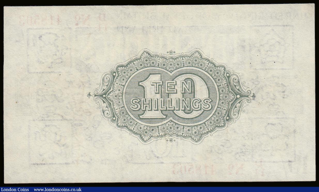London Coins : A189 : Lot 6 : Ten Shillings 1919 Red, Dash T26 first series D/11 418503 Good VF