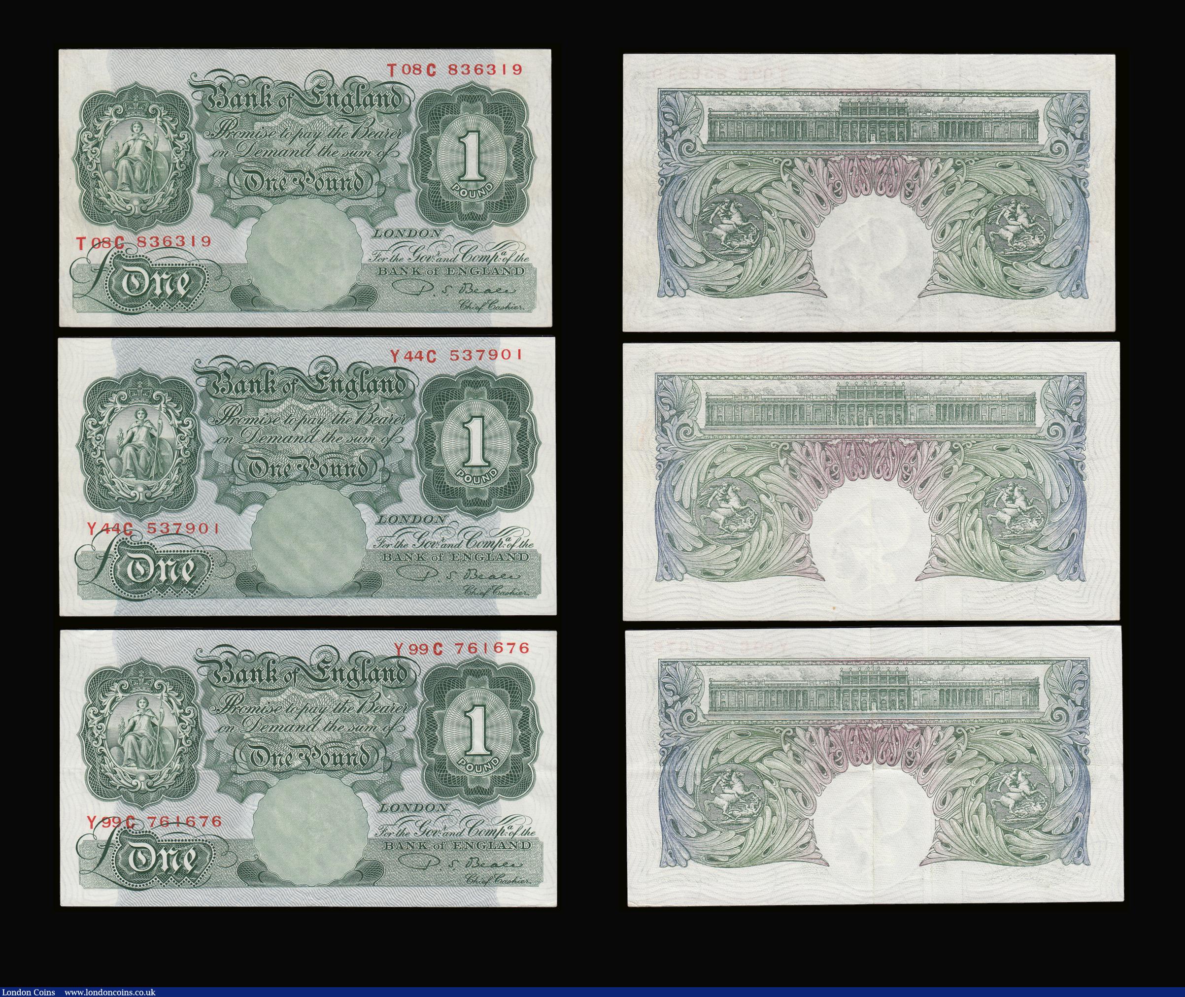 London Coins : A189 : Lot 61 : One Pound Beale 1950 B268 (9) a middle grade group various mid prefixes generally VF-EF