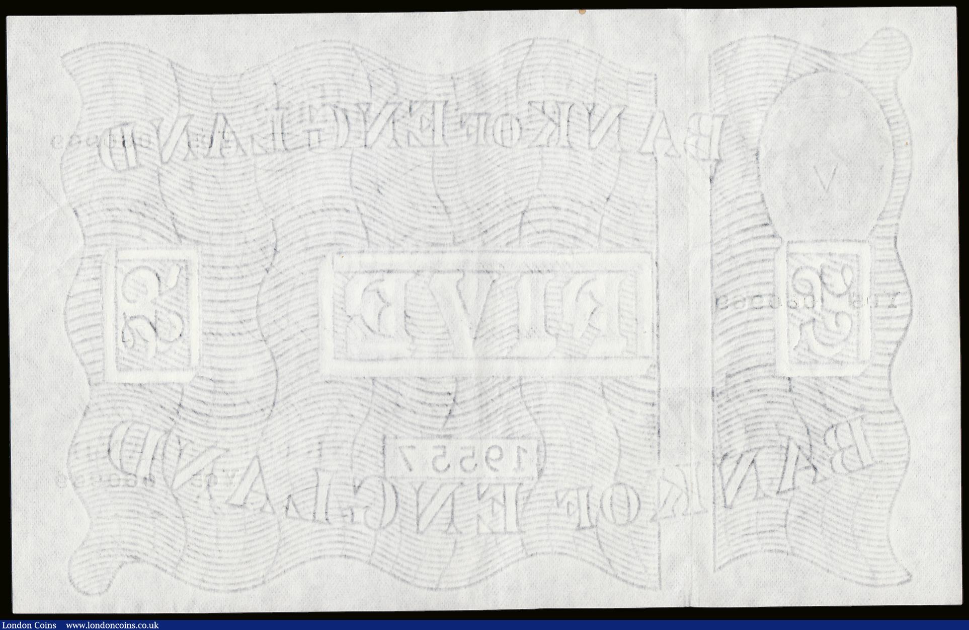 London Coins : A189 : Lot 62 : Five Pounds Beale white B270 dated 12th June 1952 S/N Y05 060969, GEF to about UNC