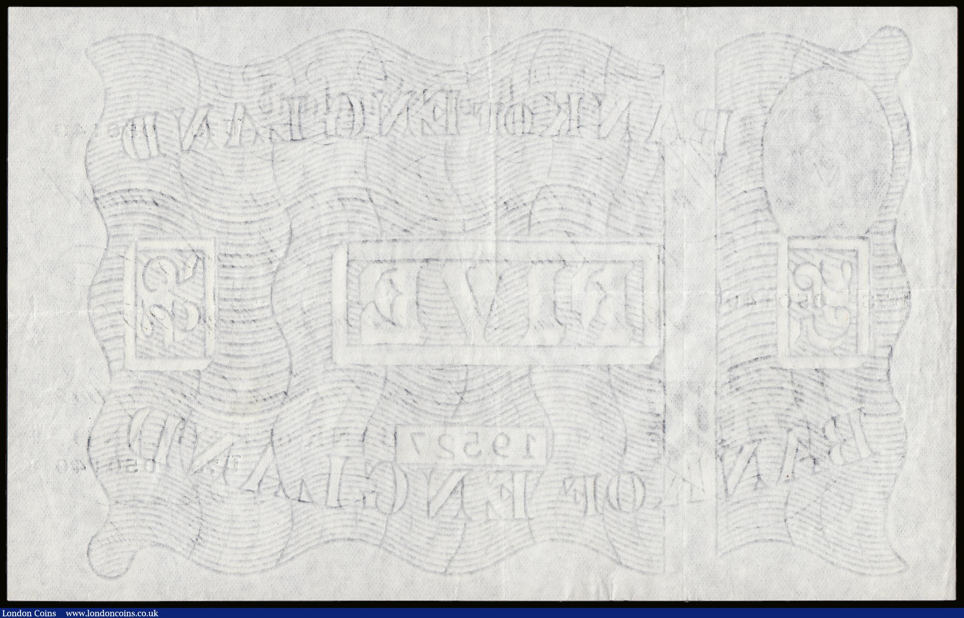 London Coins : A189 : Lot 63 : Five Pounds Beale white B270 dated 24 May 1951 S/N U73 050140 about EF