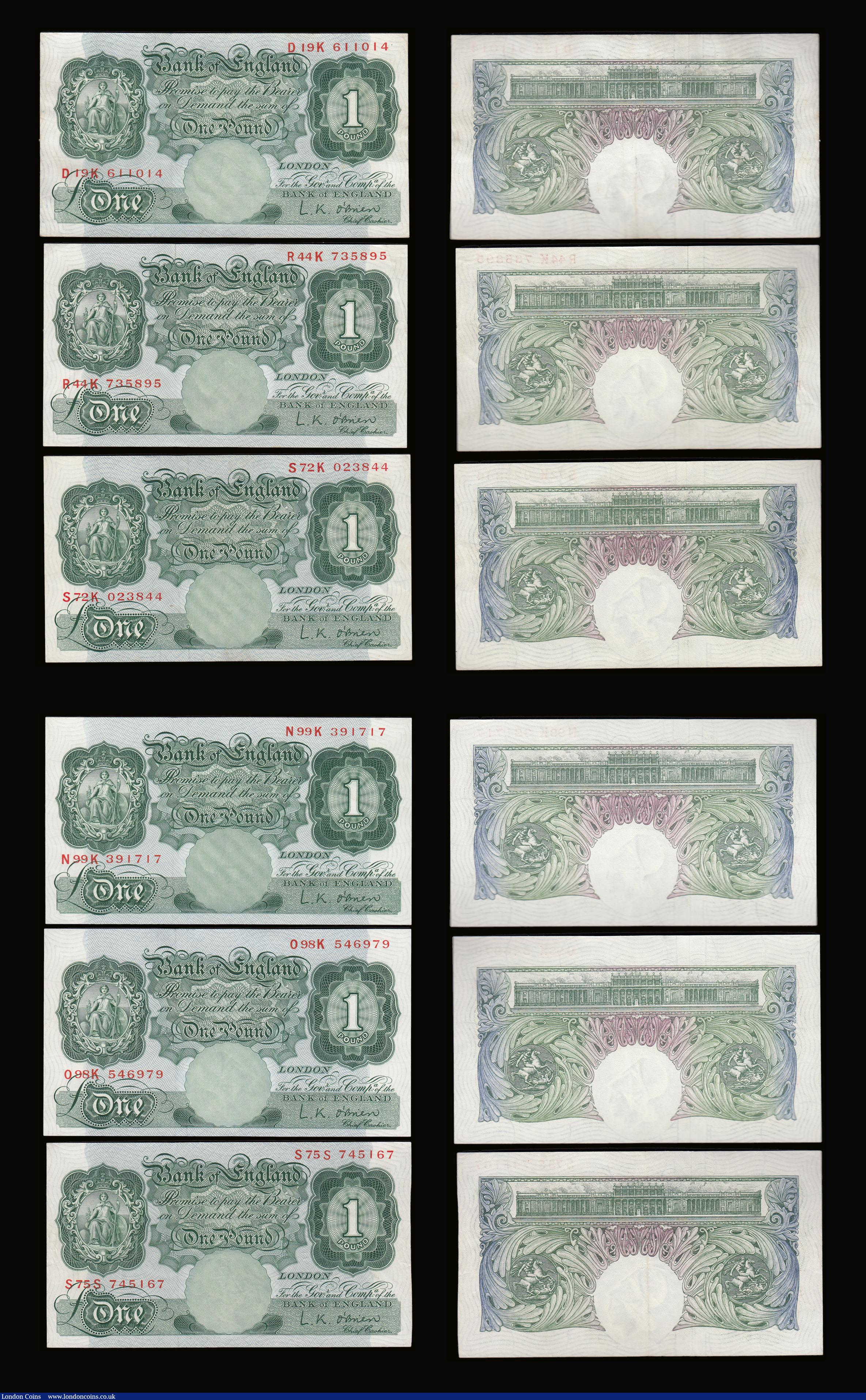 London Coins : A189 : Lot 72 : One Pound O'Brien medallion of Britannia replacement B274 S75S 745167 GVF along with B273 1955 ...