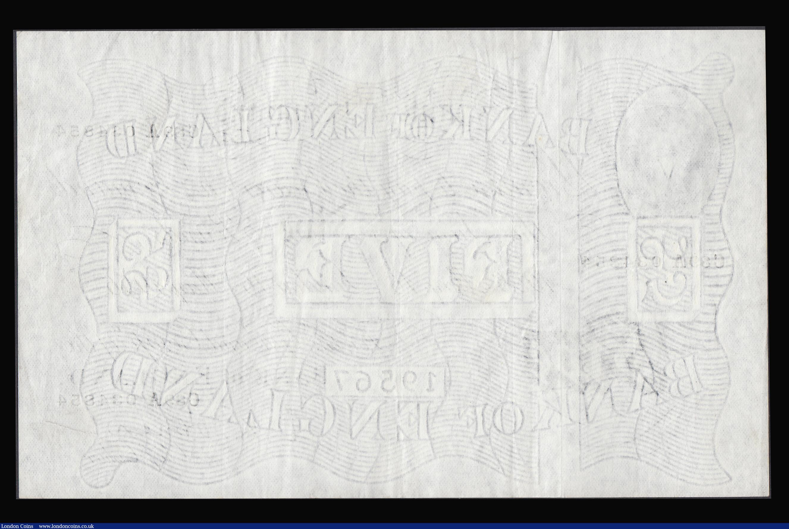 London Coins : A189 : Lot 74 : Five Pounds O'Brien white B276 dated 16th May 1956 S/N C89A 034854, EF