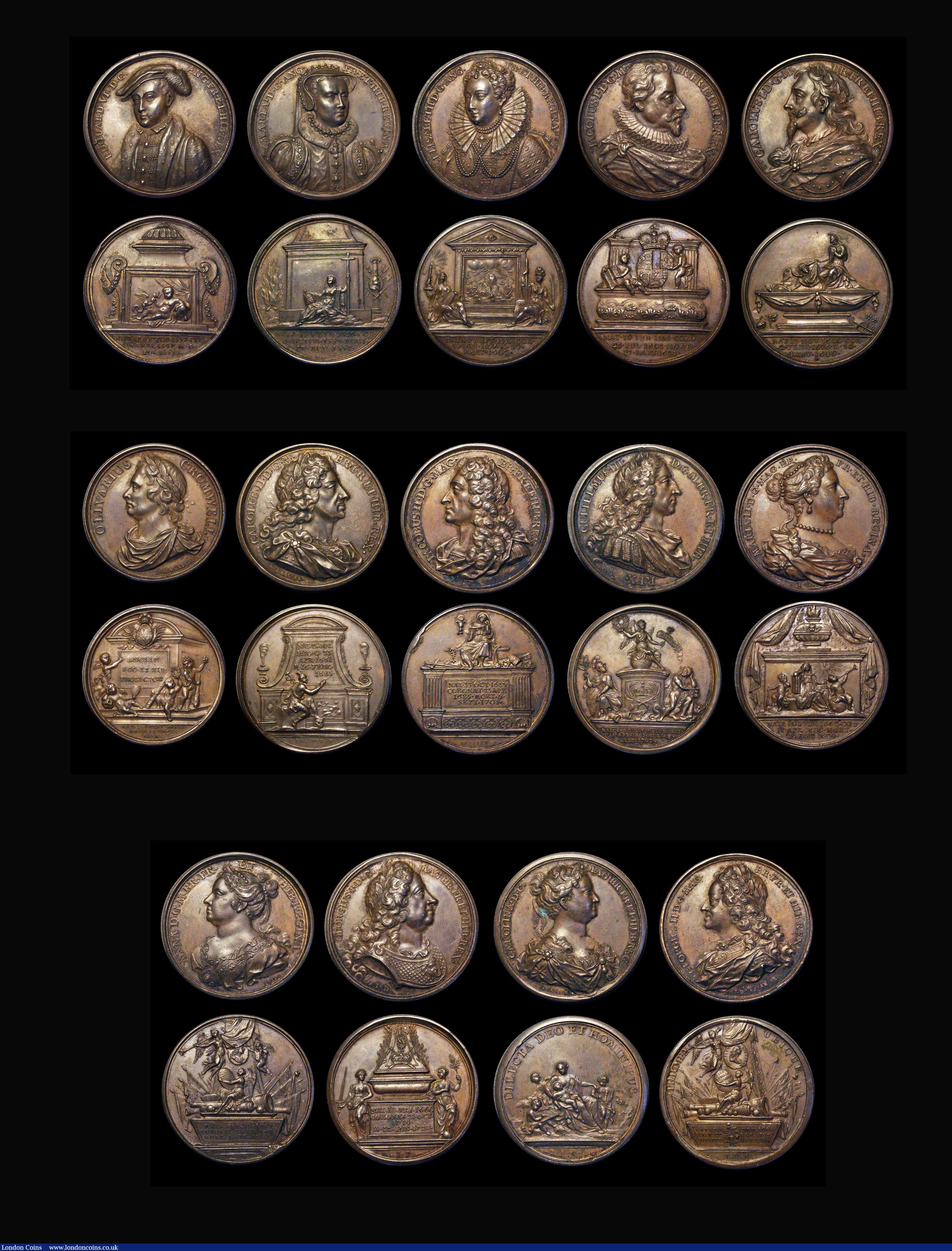 London Coins : A189 : Lot 745 : Kings and Queens of England by J. Dassier 1731, the full 34-piece set comprising William I, William ...