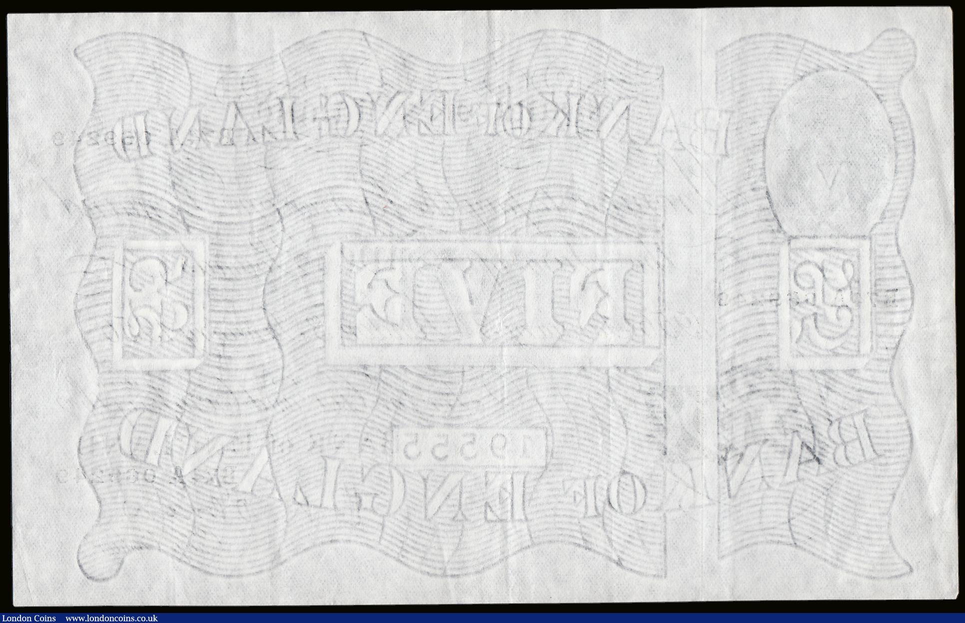 London Coins : A189 : Lot 76 : Five Pounds O'Brien white B276 dated 3 January 1956 prefix B74A, GVF 