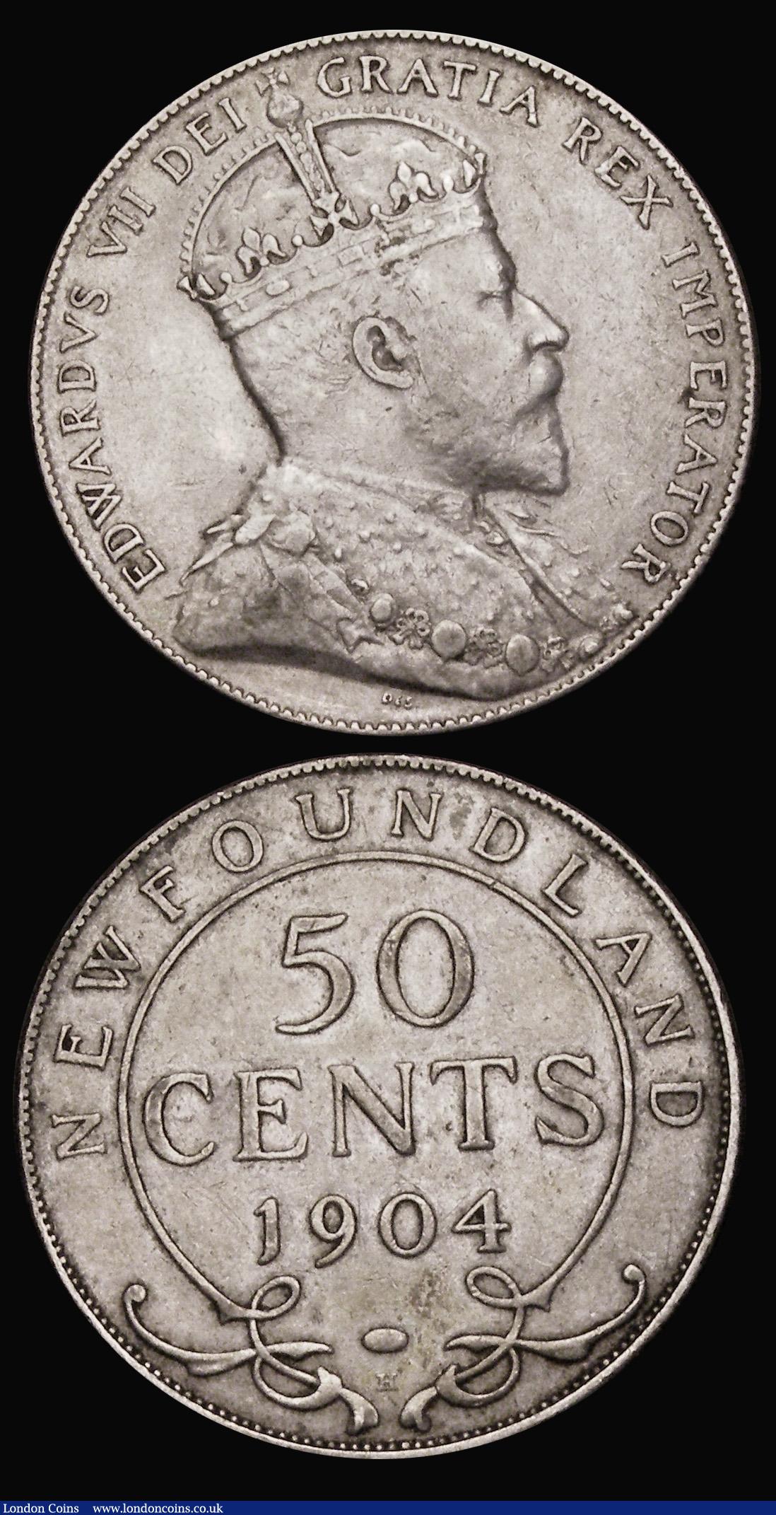 London Coins : A189 : Lot 910 : Canada - Newfoundland 50 Cents 1904H KM#11 Fine, Straits Settlements 50 Cents 1902 KM#23 VG/Fine the...