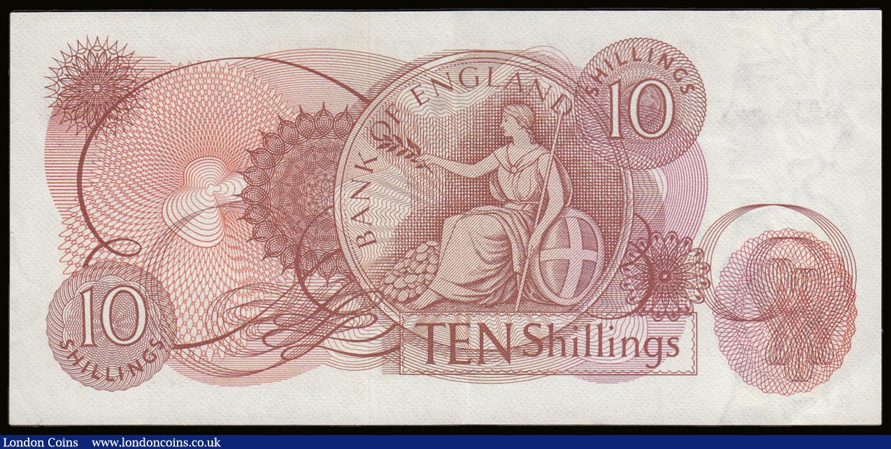 London Coins : A189 : Lot 97 : Ten Shillings Fforde B310 issued 1967 very first run A01N 447241 AU one centre fold