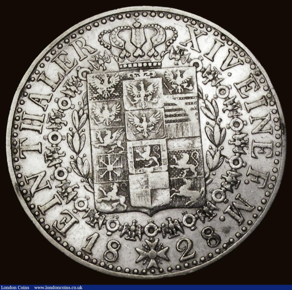 London Coins : A189 : Lot 987 : German States - Prussia Thaler 1828A Younger Head KM#418 Good Fine with some contact marks and a scr...