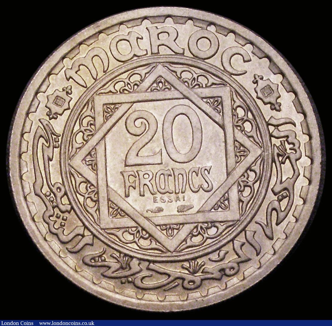London Coins : A190 : Lot 1374 : Morocco 20 Francs AH1366 (1946) Essai in Cupro-Nickel KM#E36, type as Y#45 UNC and lustrous with gol...