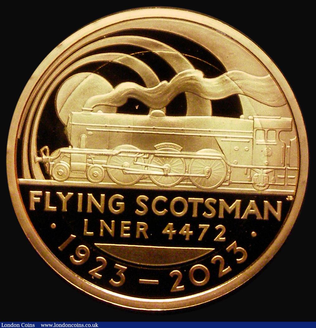 London Coins : A190 : Lot 588 : Two Pounds 2023 Flying Scotsman Steam Train Gold Proof FDC in a capsule, no case or certificate