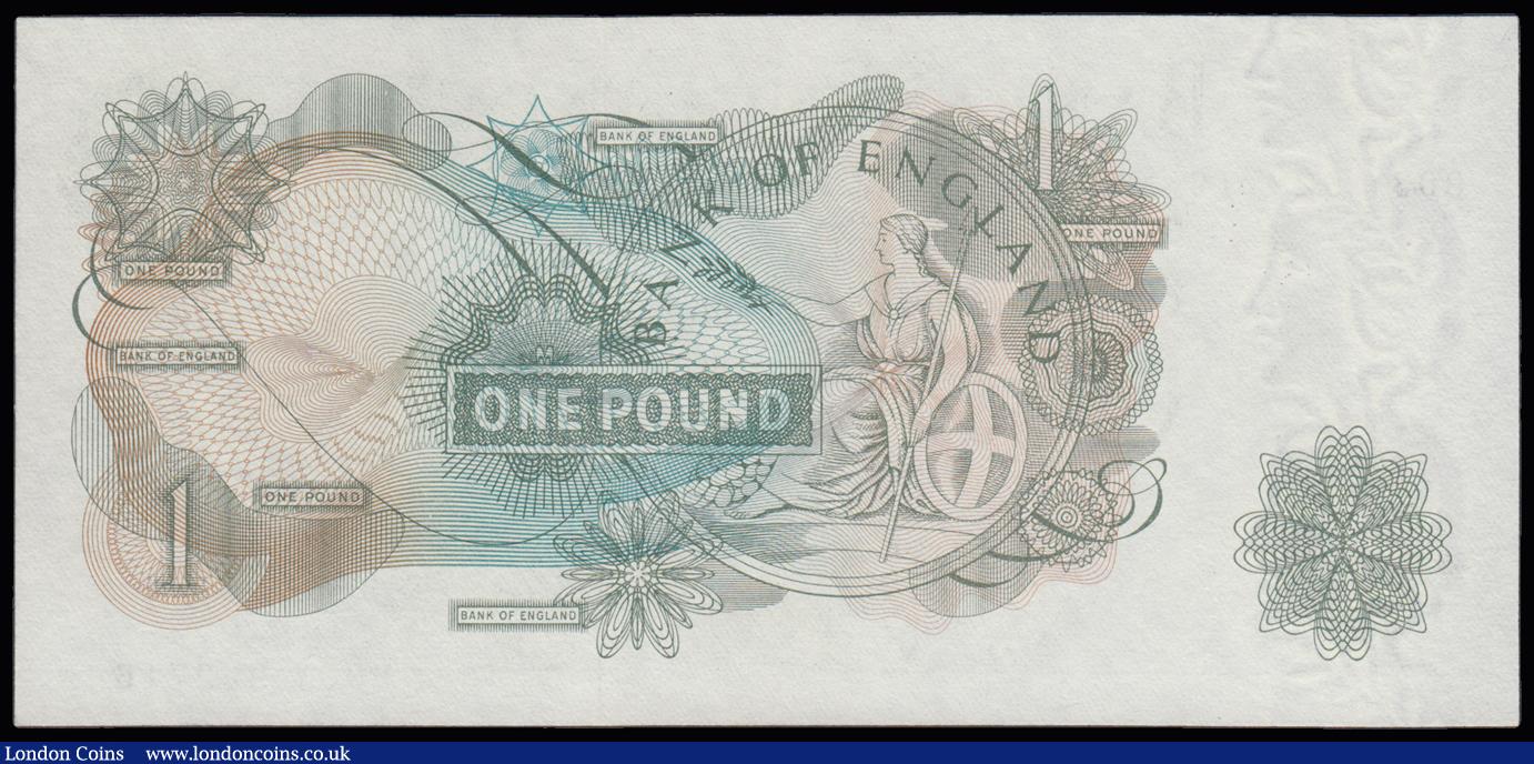 London Coins : A191 : Lot 107 : One Pound Hollom 1963 B288 Last Series B03Y 922716 Unc