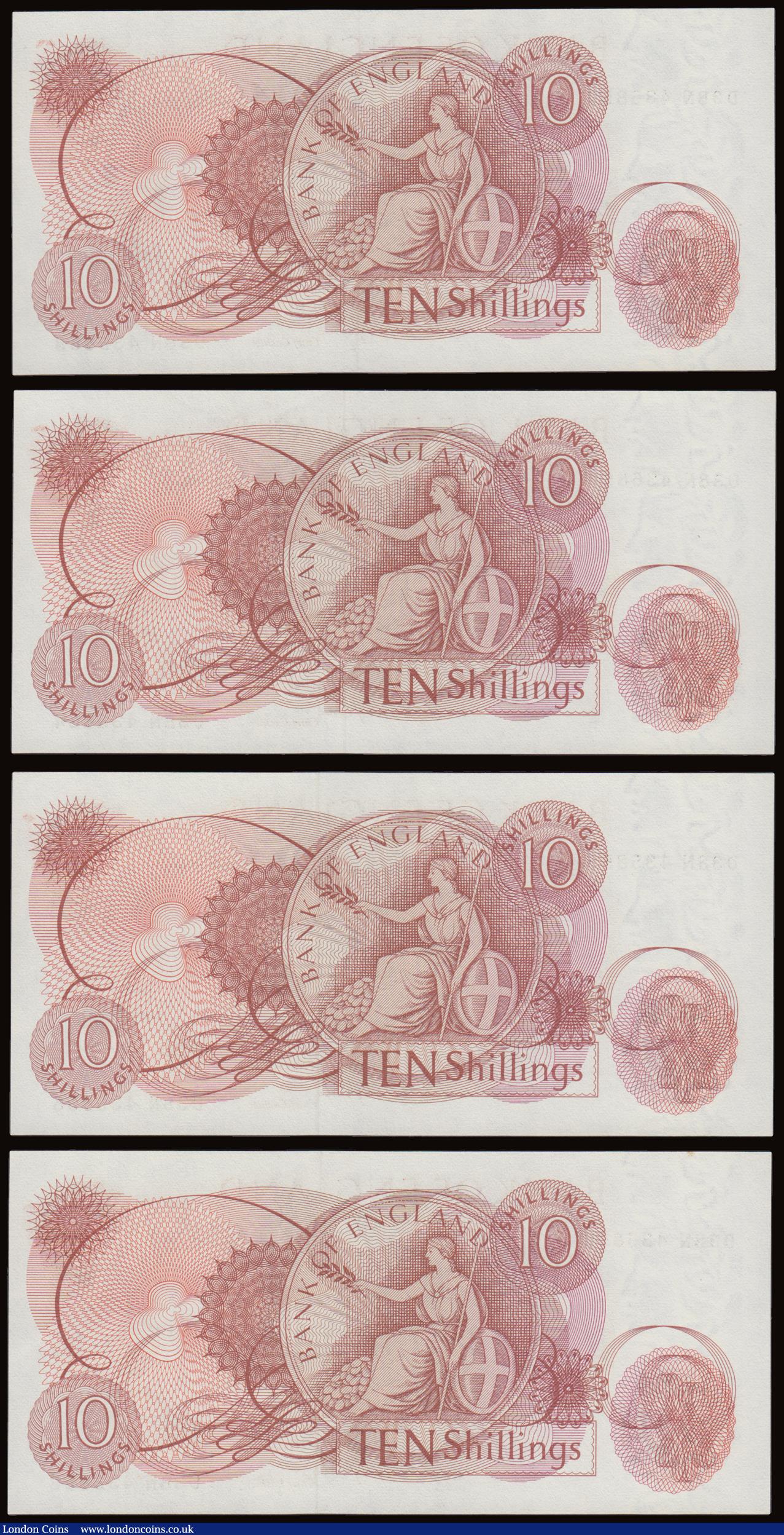 London Coins : A191 : Lot 116 : Ten Shillings Fforde B310 issued 1967 very last run prefix D38N (4 consecutives) D38N 435853-856 UNC