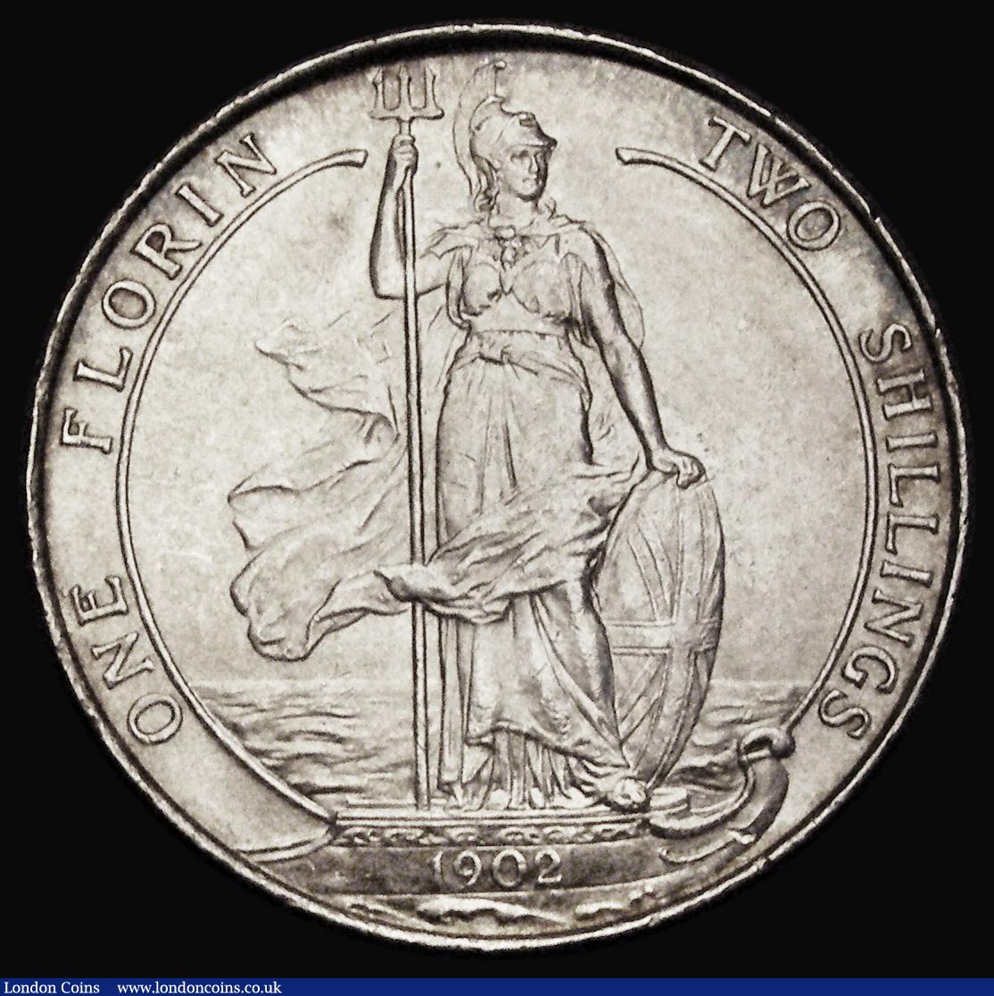 London Coins : A191 : Lot 1458 : Florin 1902 ESC 919 AU mint brilliance with hints of peripheral toning