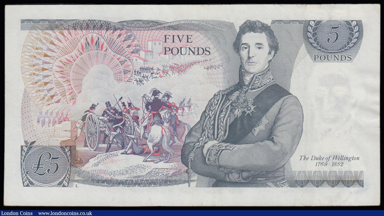 London Coins : A191 : Lot 147 : Five Pounds Page B335 issued 1973 very first run replacement 01M 465802 EF