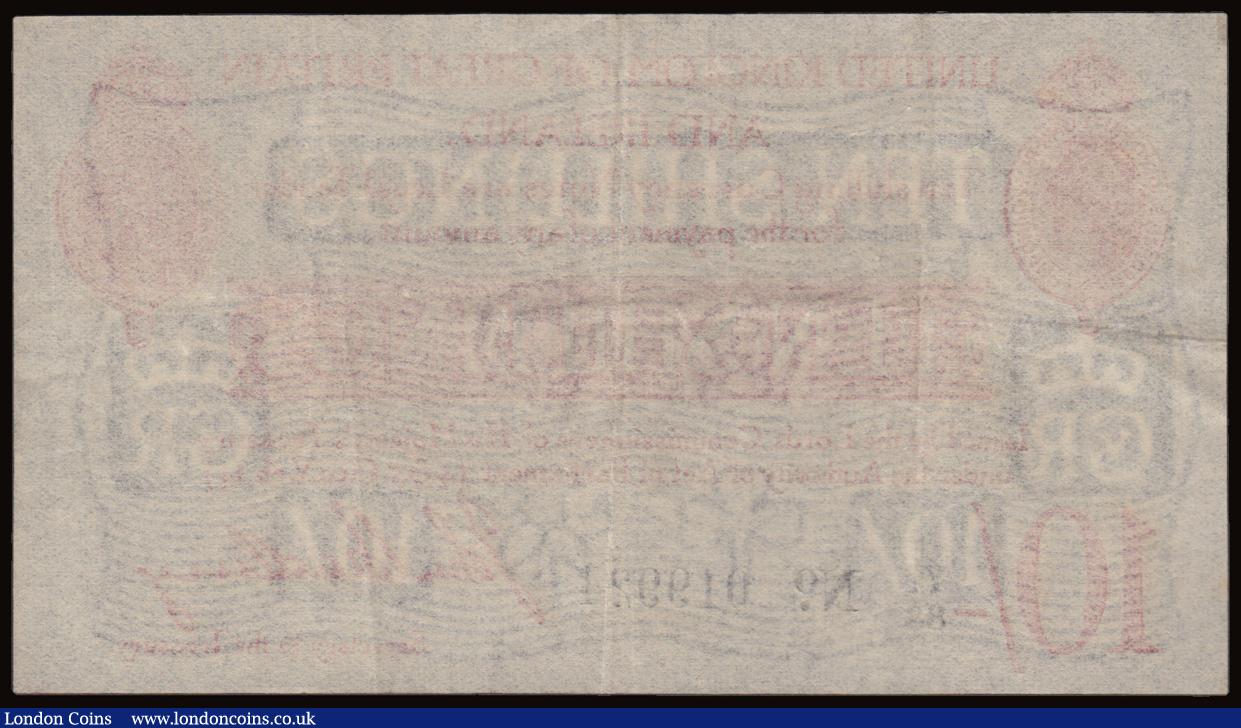 London Coins : A191 : Lot 16 : Ten Shillings Bradbury T13.2 1915 series Y1/88 019924, George V top left VF or near so