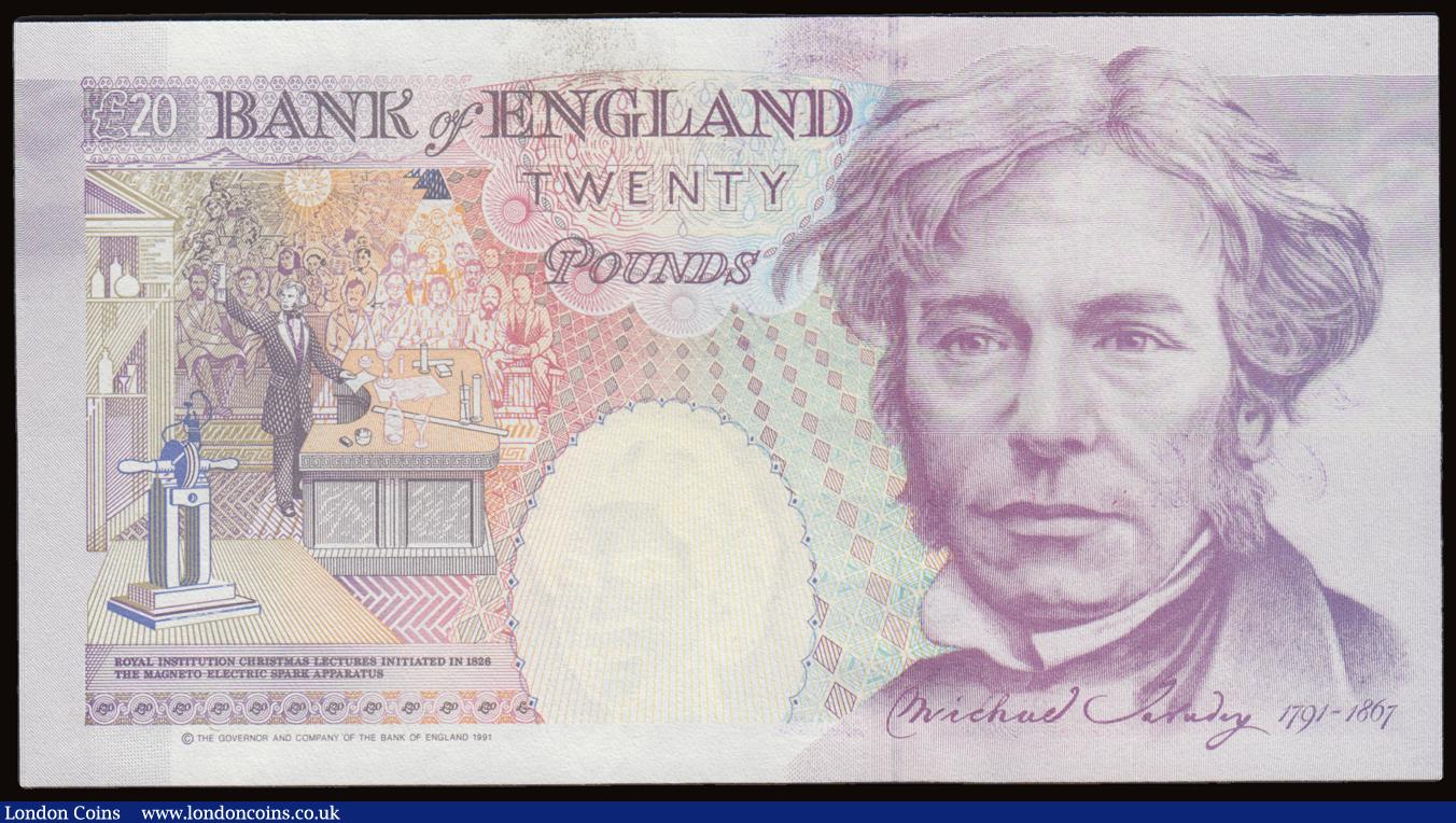 London Coins : A191 : Lot 171 : Twenty Pounds Gill 1991 Faraday B358 First Run A01 006646 UNC