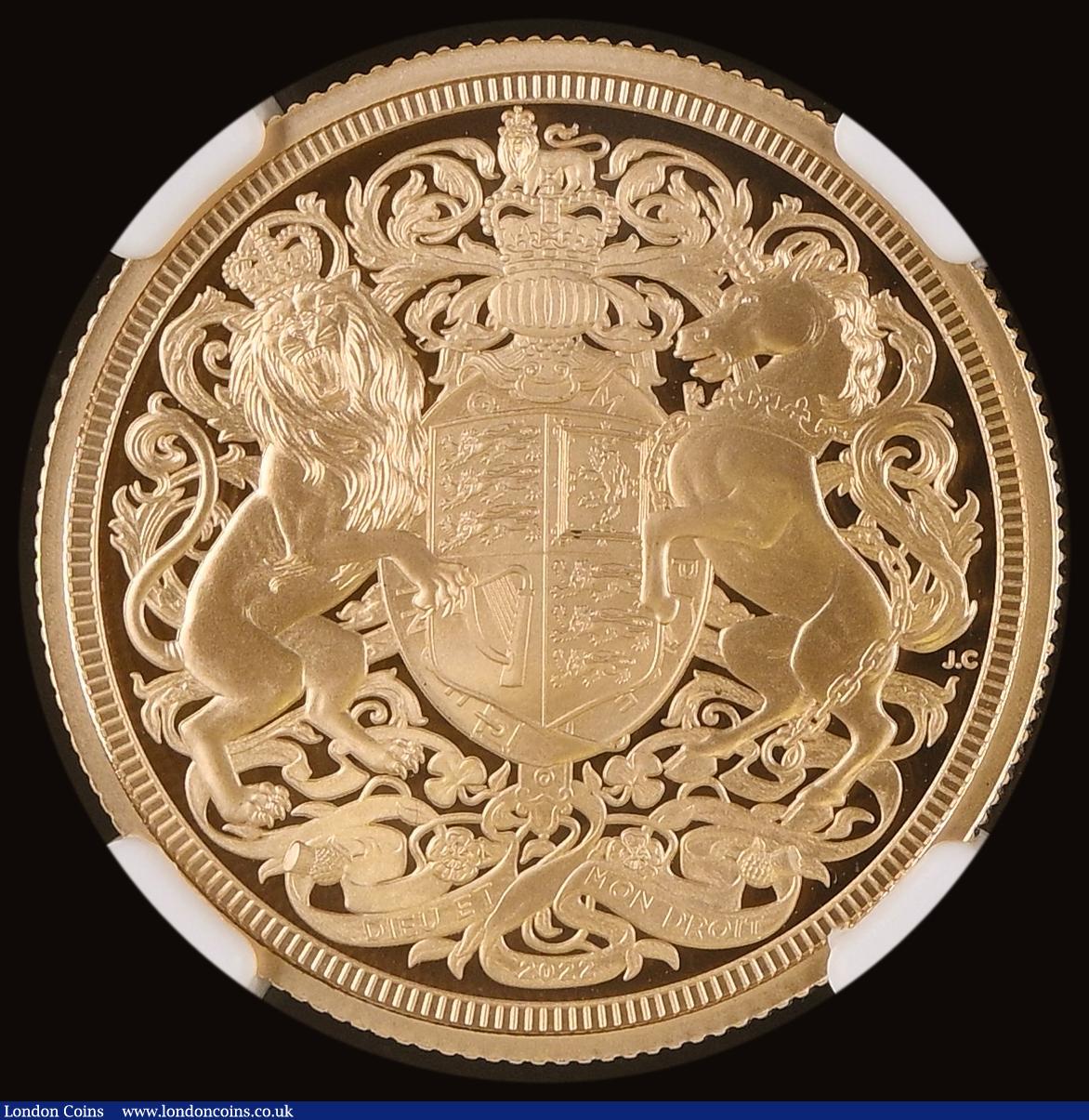 London Coins : A191 : Lot 2223 : Two Pounds 2022 Queen Elizabeth II Memorial Gold Proof in an NGC holder and graded PF70 Ultra Cameo
