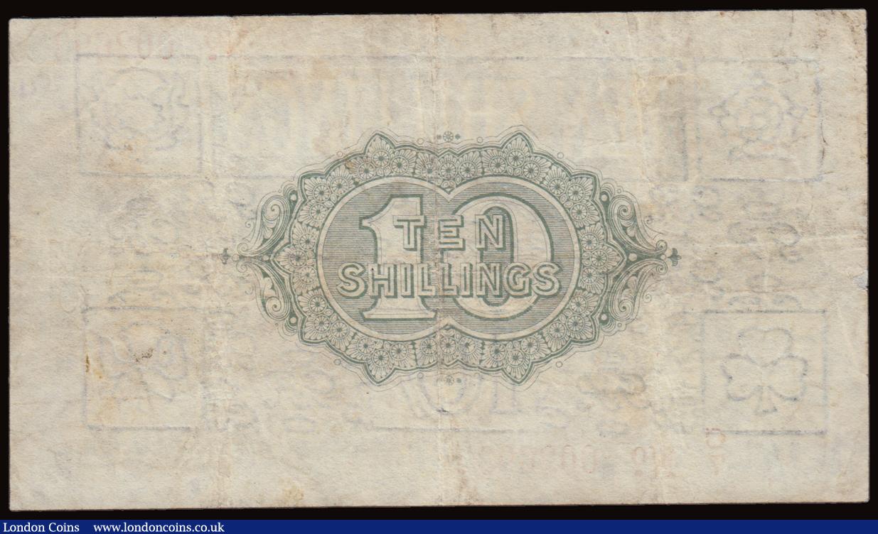London Coins : A191 : Lot 23 : Ten Shillings Bradbury Third Issue T20 Red Dash in No. in serial number, 16th December 1918 S/N C/7 ...