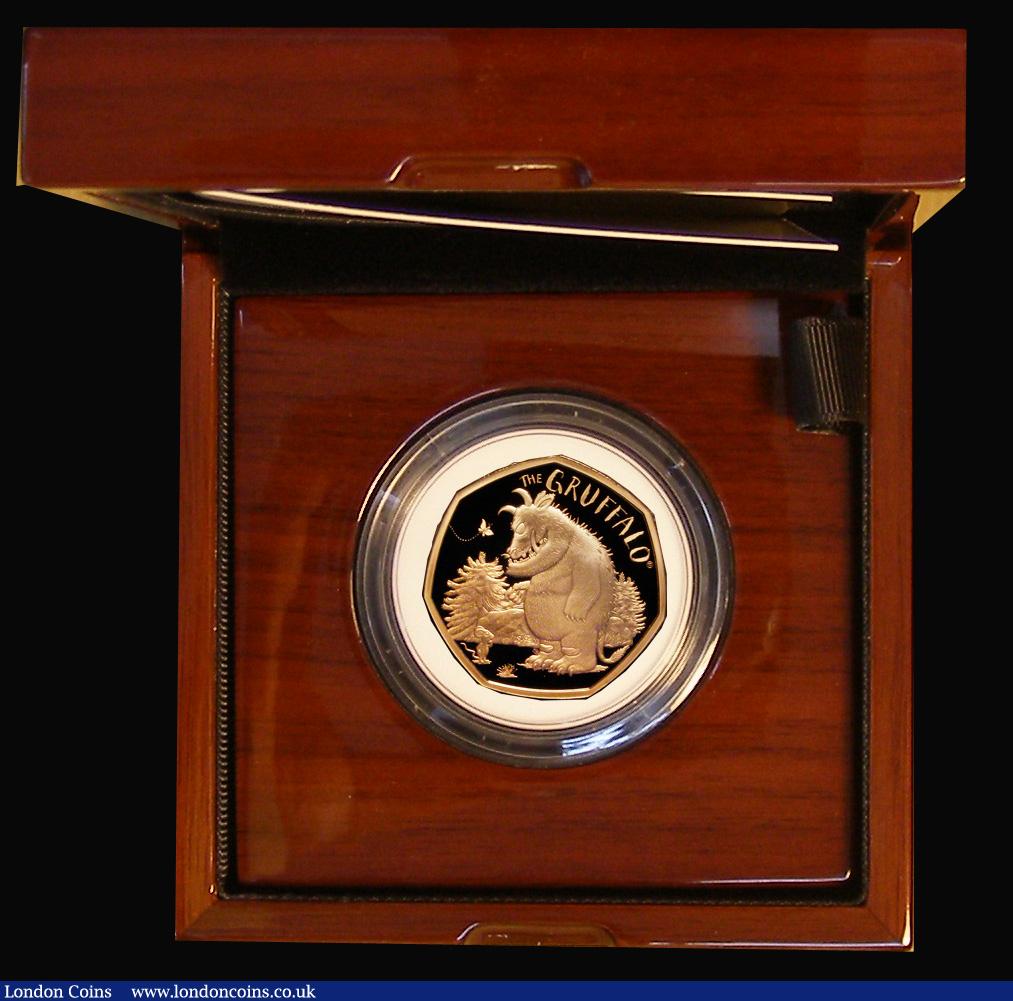 London Coins : A191 : Lot 316 : Fifty Pence 2019 Gruffalo and Mouse Gold Proof S.H77 FDC in the Royal Mint box of issue with certifi...