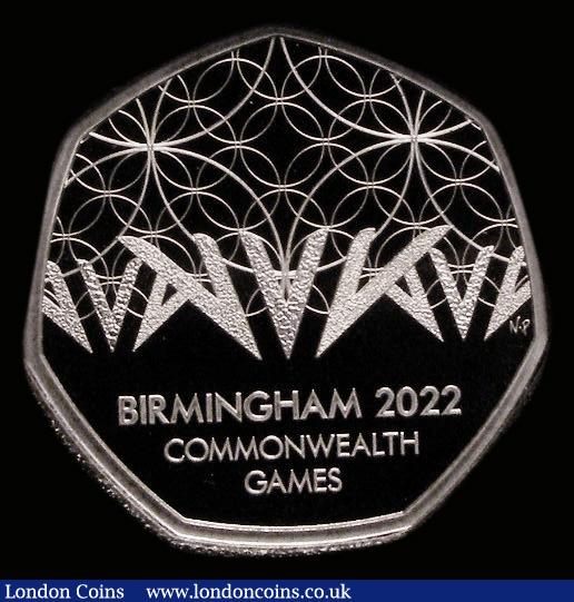 London Coins : A191 : Lot 326 : Fifty Pence 2022 Birmingham Games Platinum Proof S-H104 FDC (only 30 minted) uncased in a plastic ca...