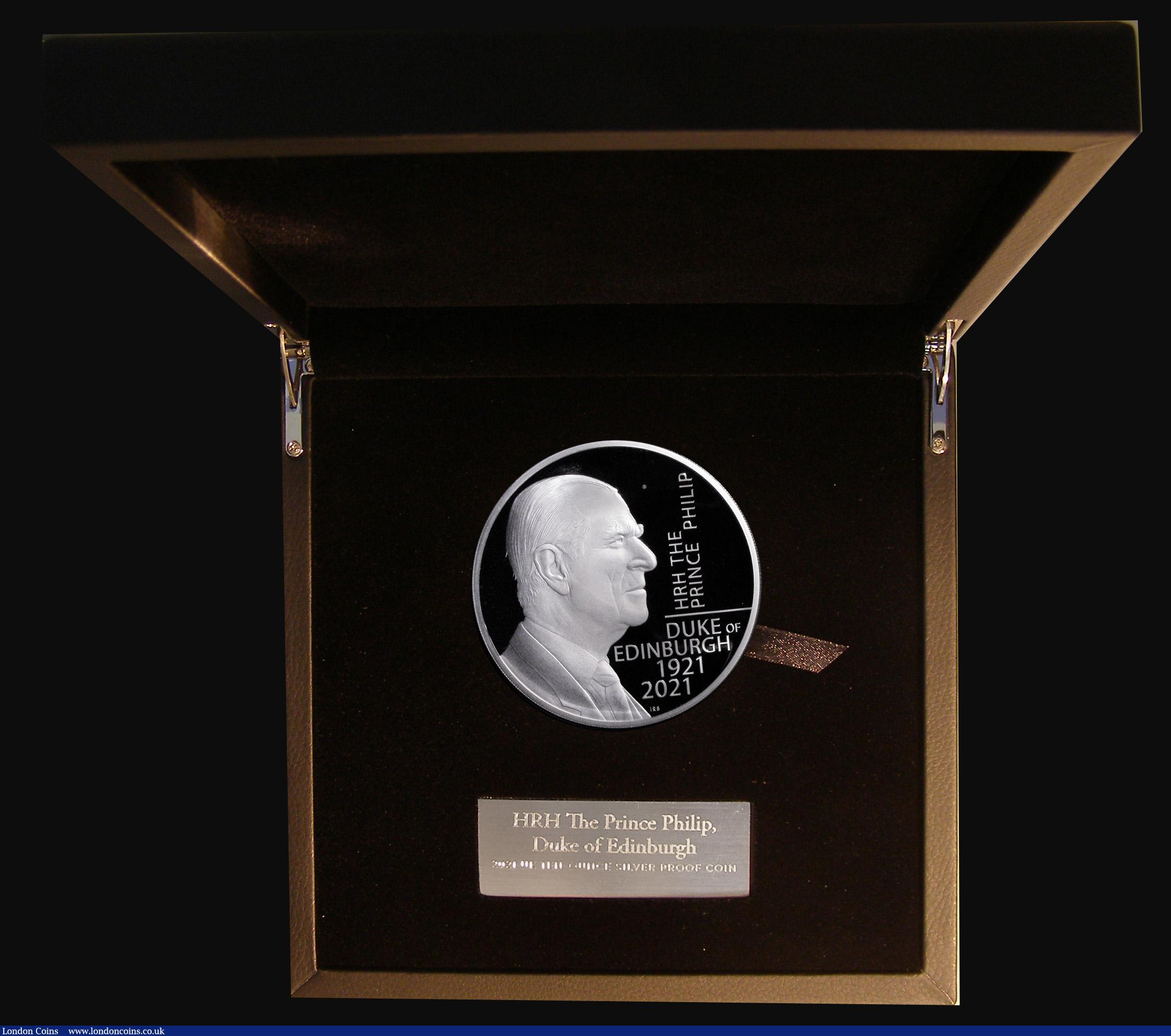 London Coins : A191 : Lot 480 : Ten Pounds 2021 Prince Philip A Life Well Lived 10oz. Silver Proof  FDC in the Royal Mint box of iss...
