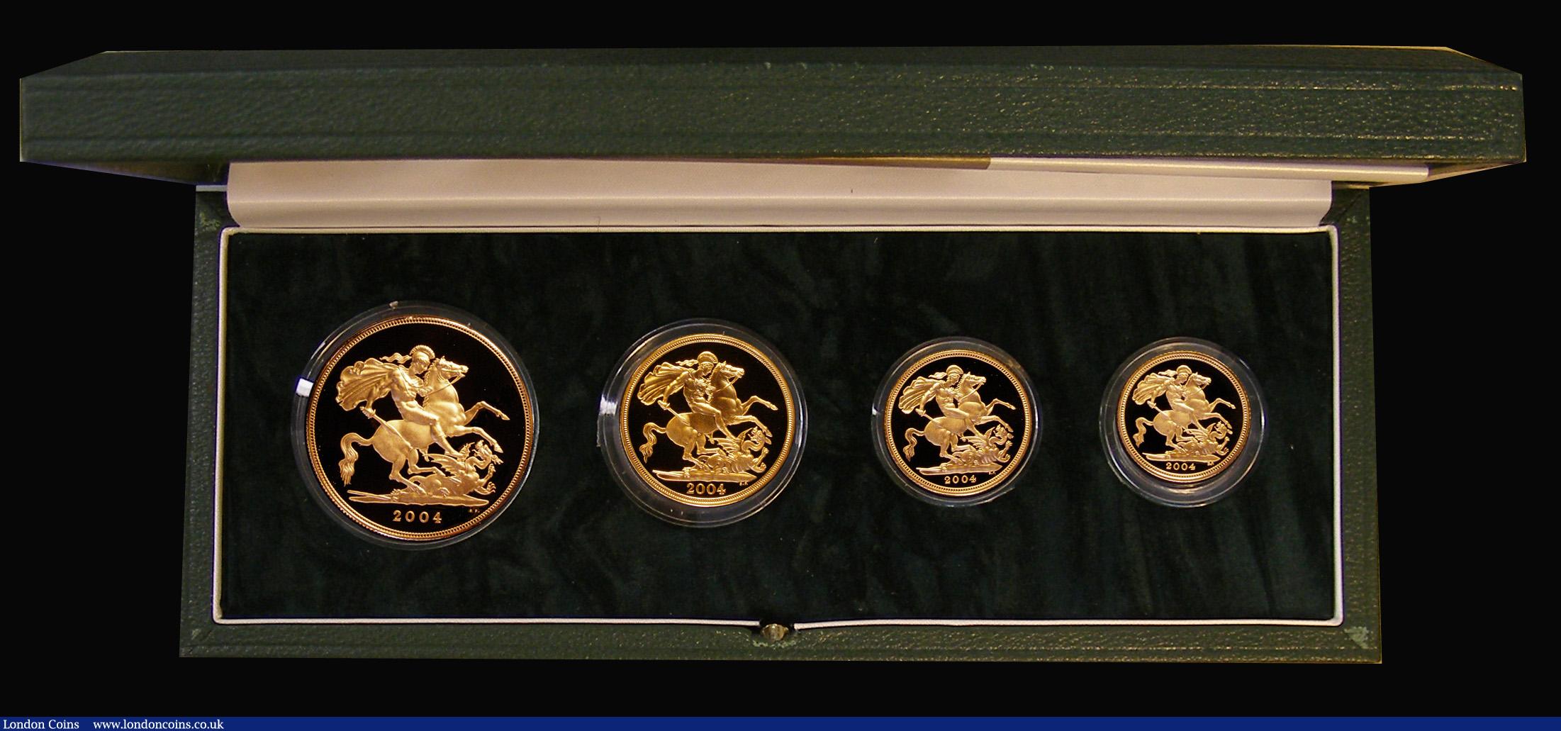 London Coins : A191 : Lot 543 : United Kingdom 2004 Gold Proof Four Coin Sovereign Collection, Gold Five Pounds to Half Sovereign, F...