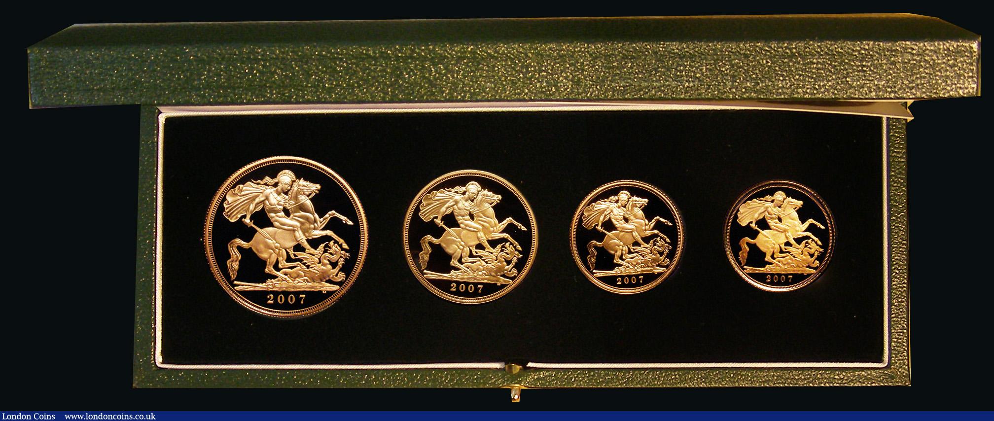 London Coins : A191 : Lot 547 : United Kingdom 2007 Gold Proof Four Coin Sovereign Collection, Gold Five Pounds to Half Sovereign, F...