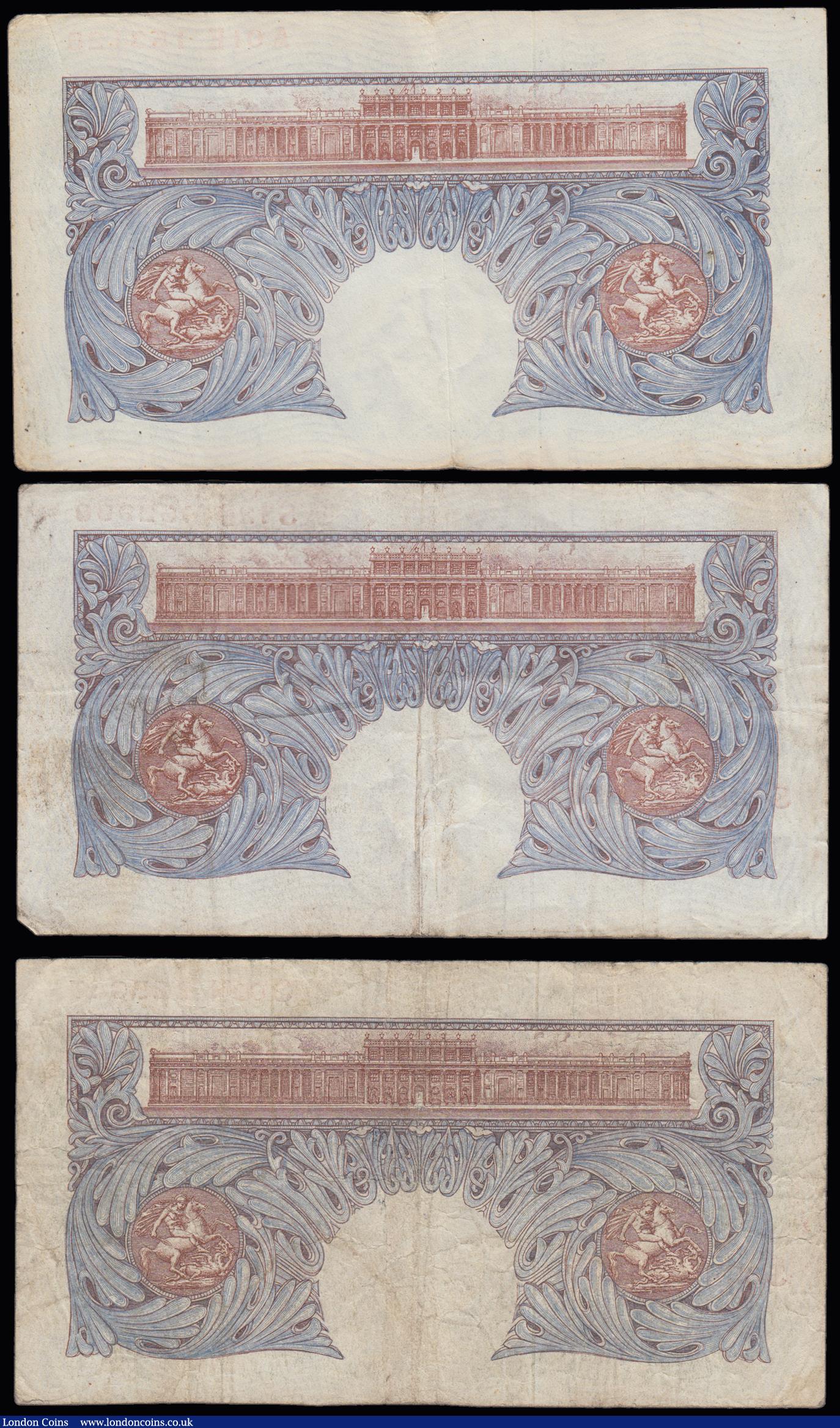 London Coins : A191 : Lot 61 : One Pound Peppiatt Blue 1940 (3) B250 scarce replacement series (2) prefixes S09H and S12D along wit...