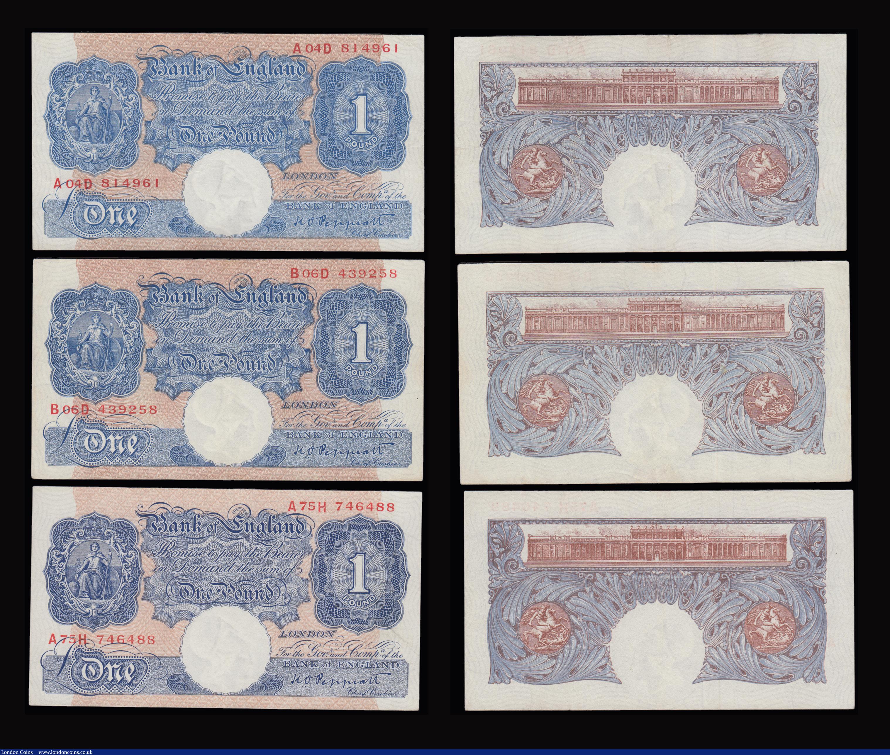 London Coins : A191 : Lot 63 : One Pound Peppiatt Blue B249 (8) a useful group generally VF-AU