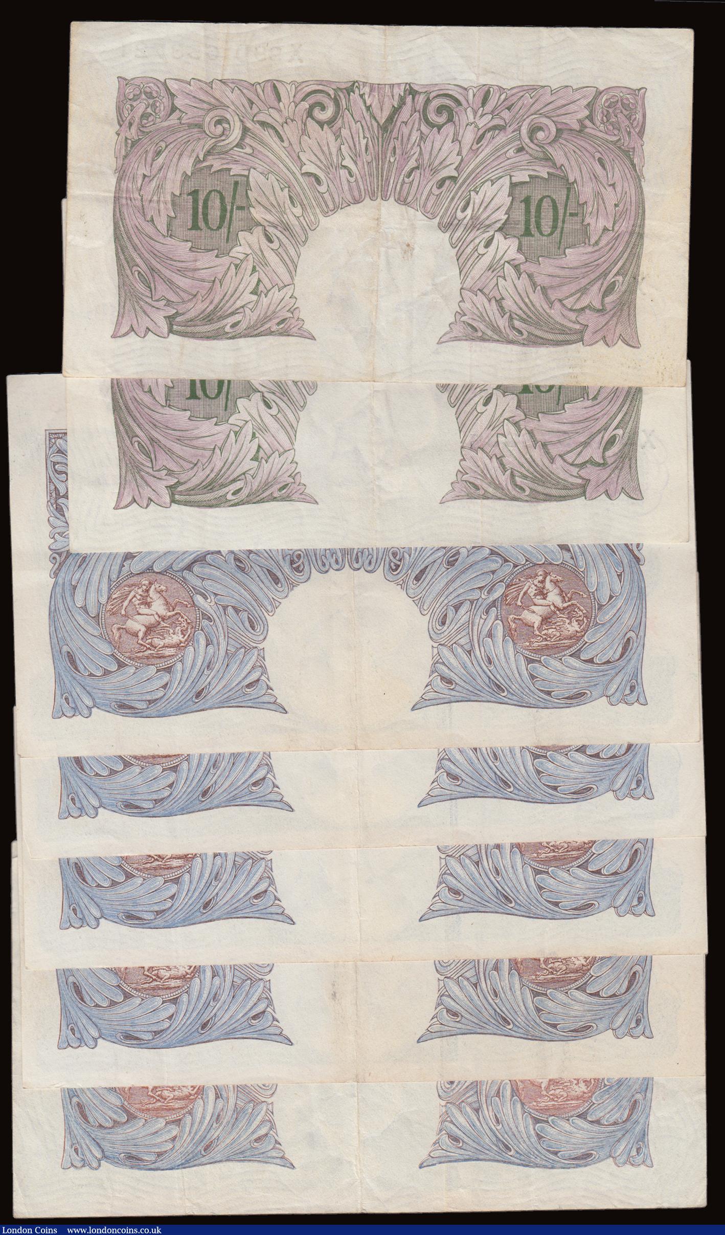 London Coins : A191 : Lot 65 : One Pounds Peppiatt Blue 1940 B249 (5) with four being last series X01H and consecutive numbers VF, ...
