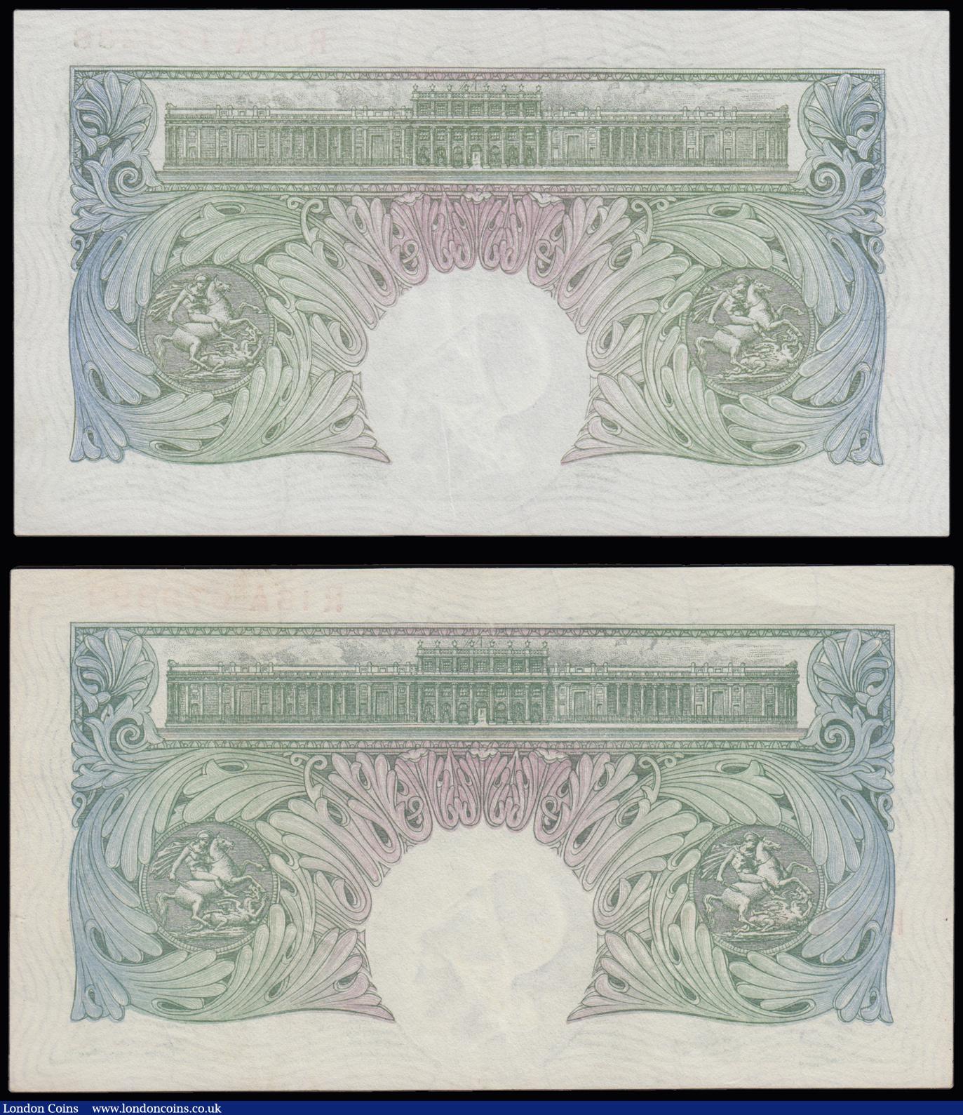 London Coins : A191 : Lot 72 : One Pound Peppiatt B258 issued 1948 unthreaded (2) prefix R16A EF-AU and R60A AU-Unc
