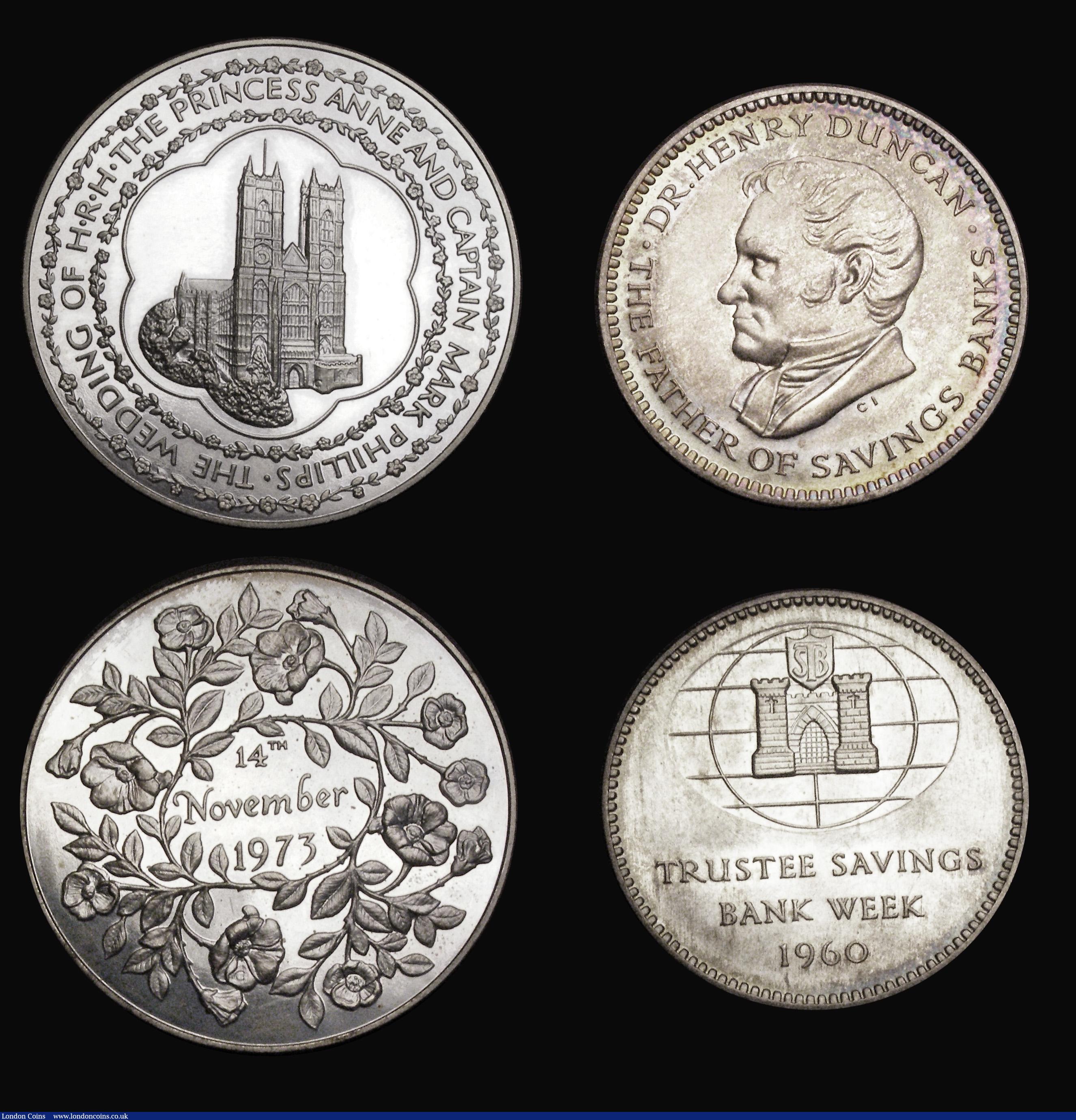 London Coins : A191 : Lot 838 : Silver Medals 1960 Trustee Savings Bank 34mm (18 grams),1966 World Cup 52mm (76 grams), 1968 Apollo ...