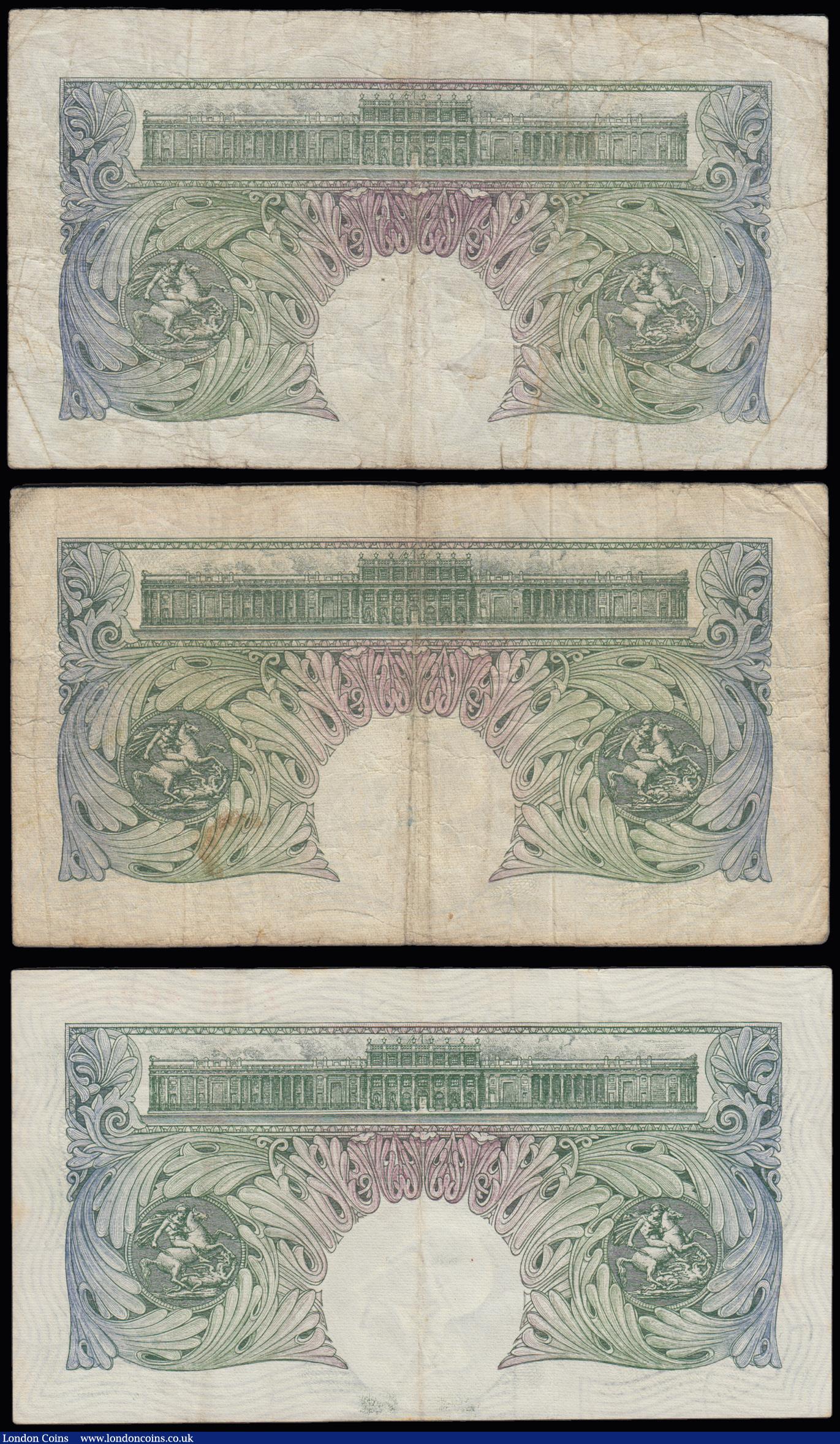 London Coins : A191 : Lot 85 : One Pound Beale B268 issued 1950 scarce prefixes (3) first run last series A01J 549536 about Fine an...