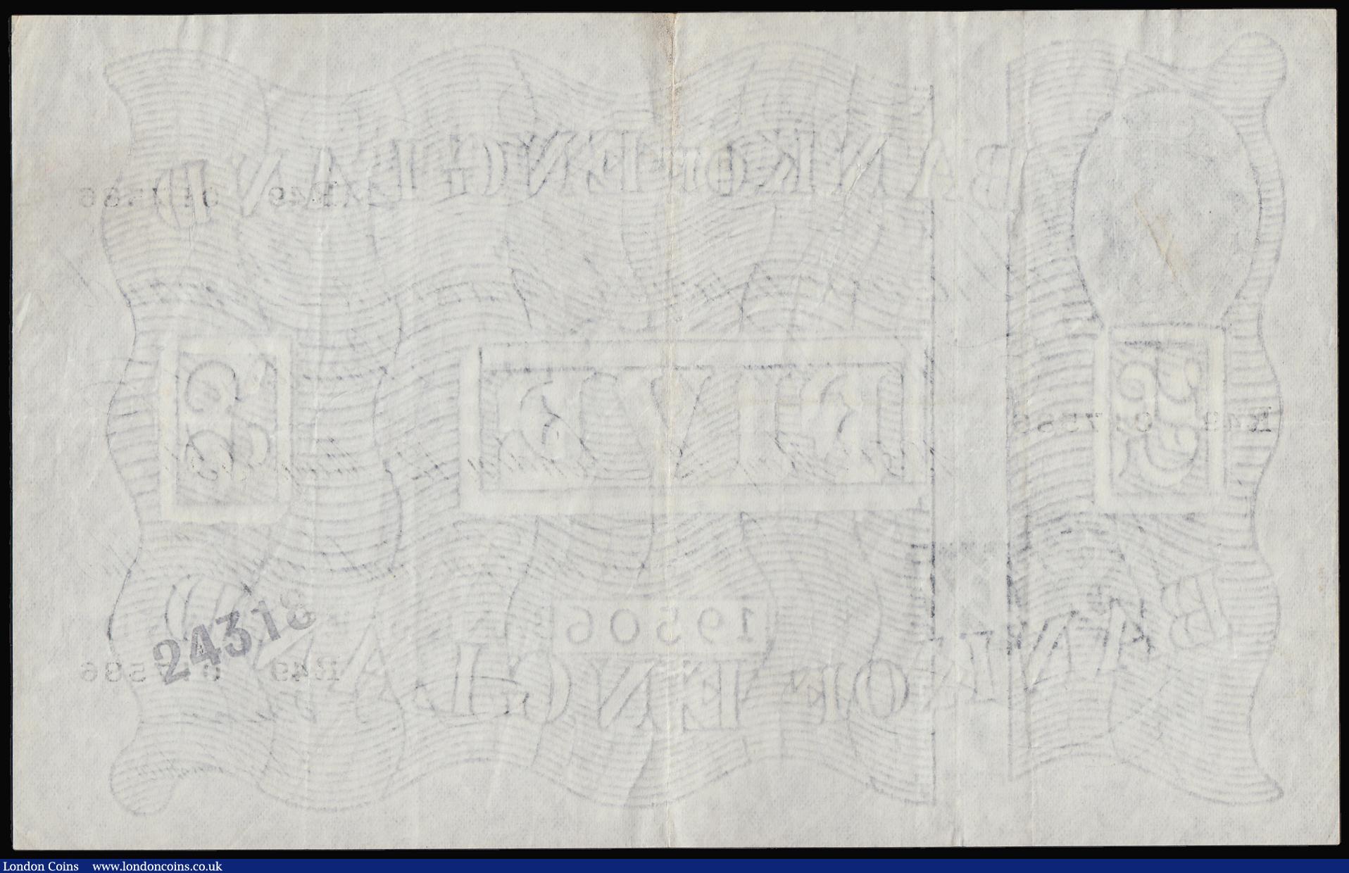 London Coins : A191 : Lot 87 : Five Pounds Beale white B270 dated 12th May 1950 R49 017586, VF