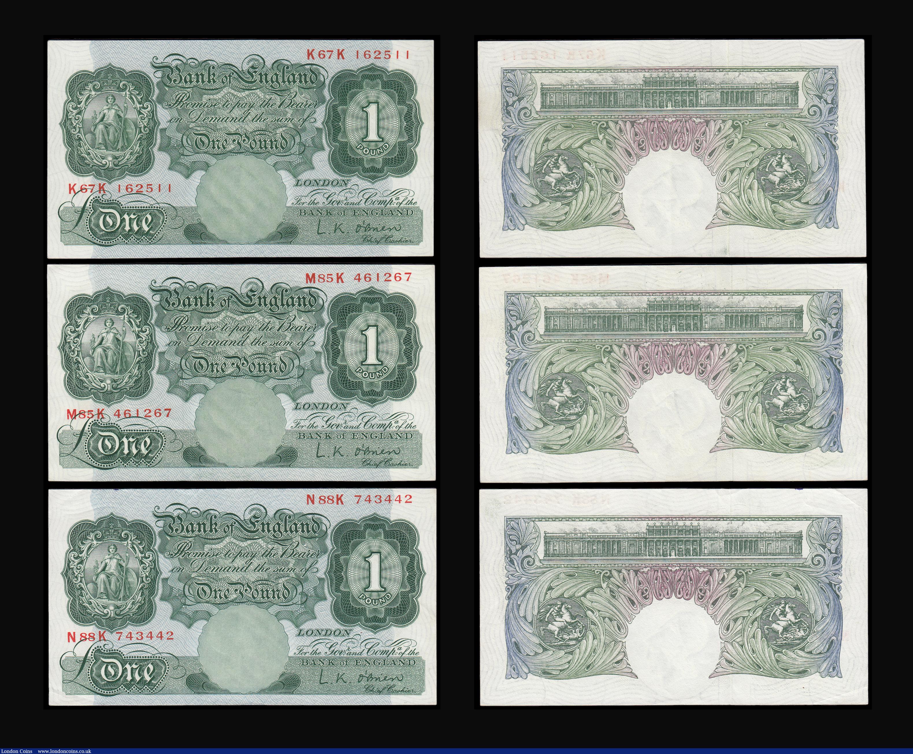 London Coins : A191 : Lot 95 : One Pound O'Brien Britannia series B273 1955 (6) a high grade group AU-Unc mostly Unc