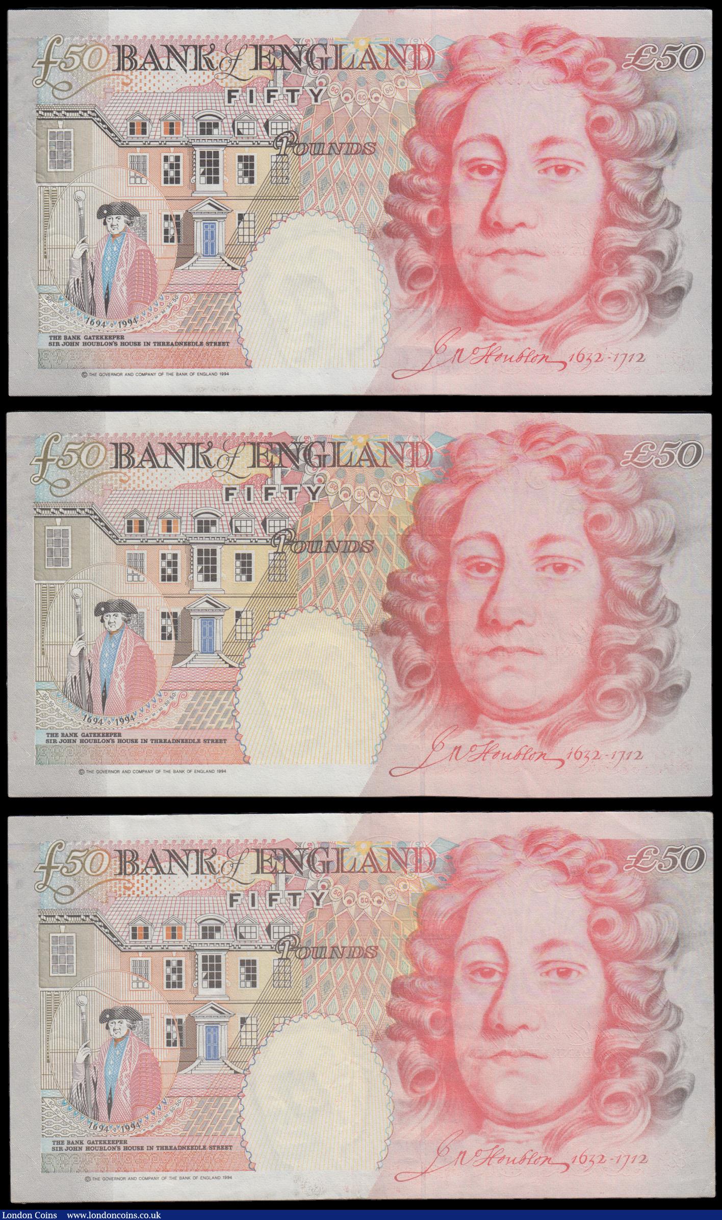 London Coins : A192 : Lot 116 : Fifty Pounds QE2 and Sir John Houblon Silver Foil Tudor Rose issues (3) Lowther 1999 B385 M01 643562...