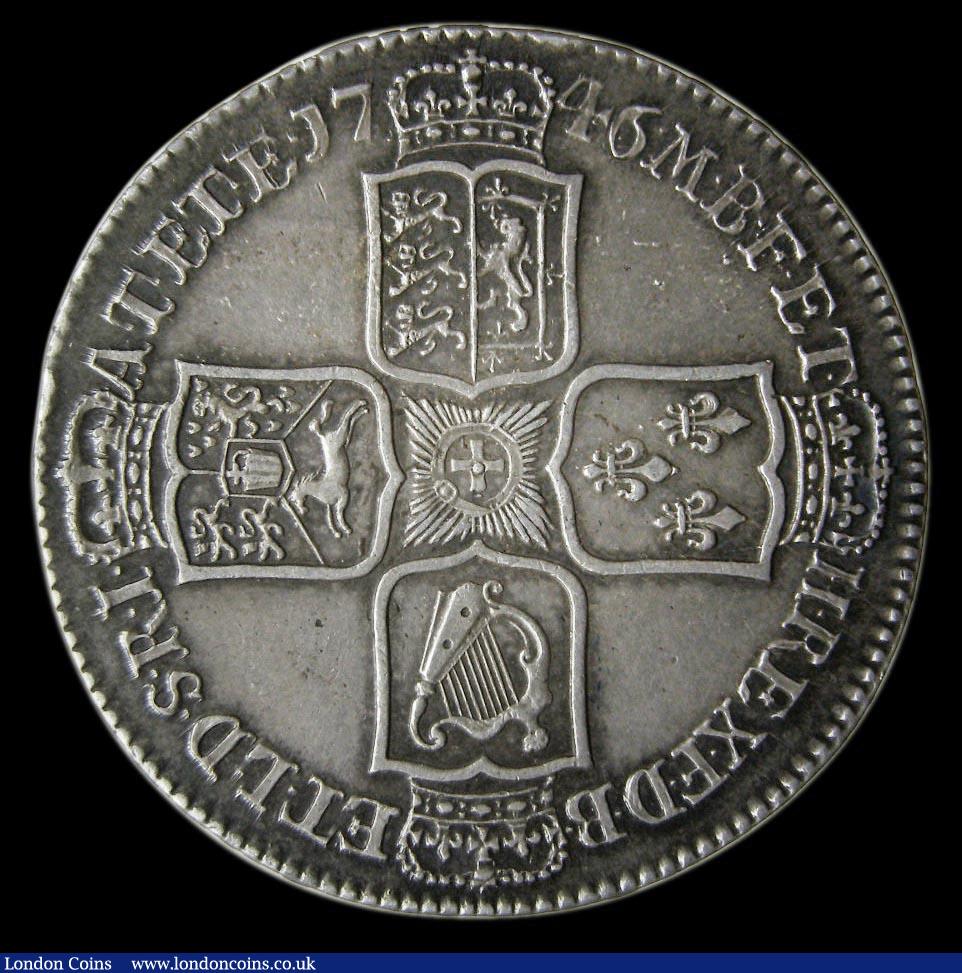 London Coins : A192 : Lot 1174 : Halfcrown 1746 LIMA ESC 606, Bull 1688 in a CGS Holder graded 70