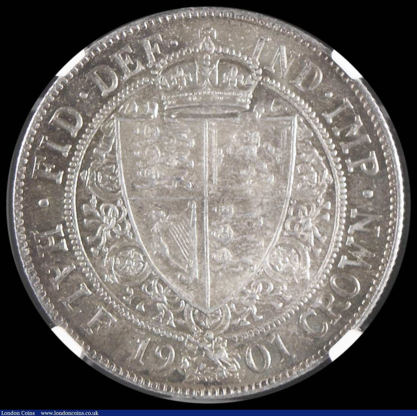 London Coins : A192 : Lot 1227 : Halfcrown 1901 ESC 735, Bull 2787 Choice Unc with a lovely tone and graded MS63 by NGC