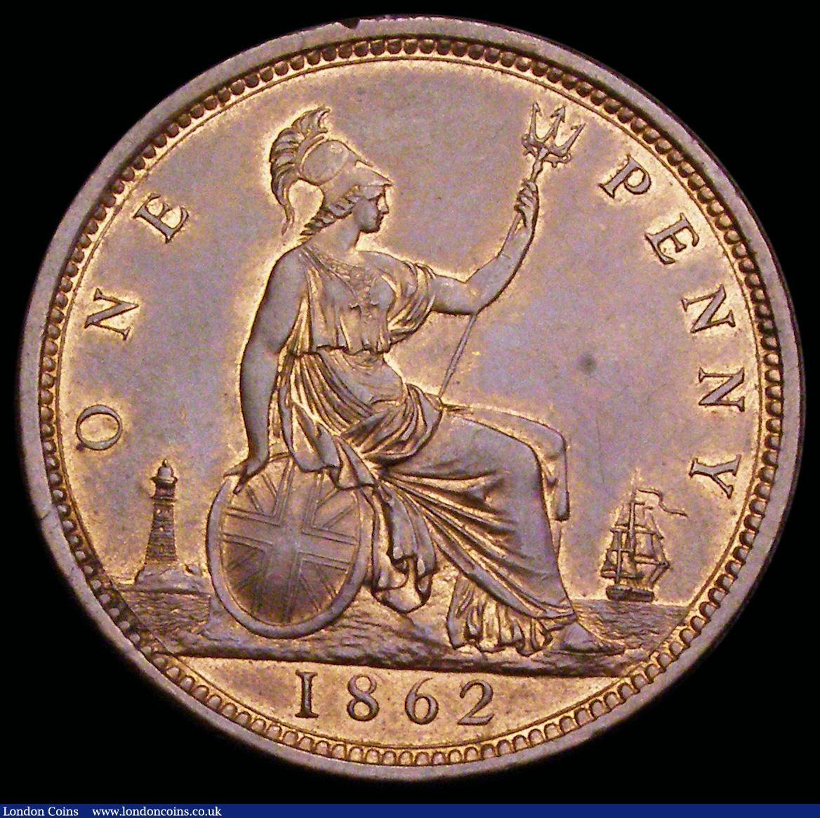 London Coins : A192 : Lot 1406 : Penny 1862 Freeman 39 dies 6+G UNC/AU with peripheral lustre