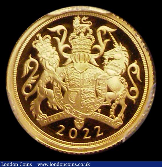 London Coins : A192 : Lot 1500 : Quarter Sovereign 2022 Queen Elizabeth II Memorial Gold Proof in a PCGS Holder graded PR70DCAM