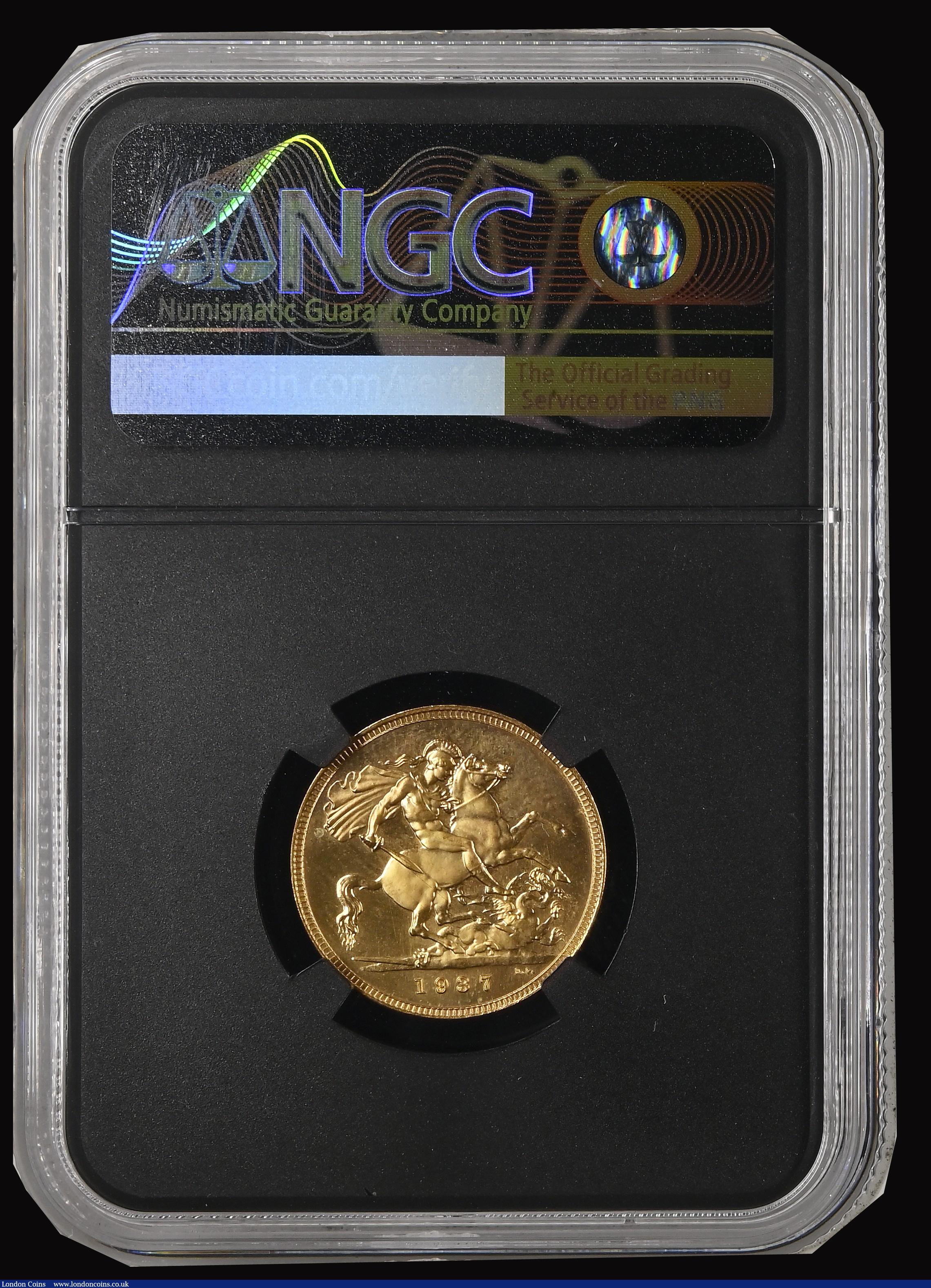 London Coins : A192 : Lot 1754 : Sovereign 1937 Proof S.4076 in a NGC holder and graded PF66 CAMEO, THE PALLAS COLLECTION and rare in...