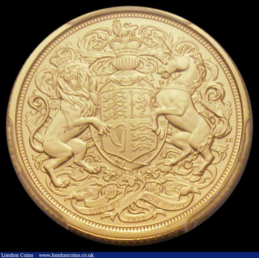 London Coins : A192 : Lot 1781 : Sovereign 2022 Queen Elizabeth II Memorial Obverse: King Charles III, Reverse: Crowned Royal Arms wi...
