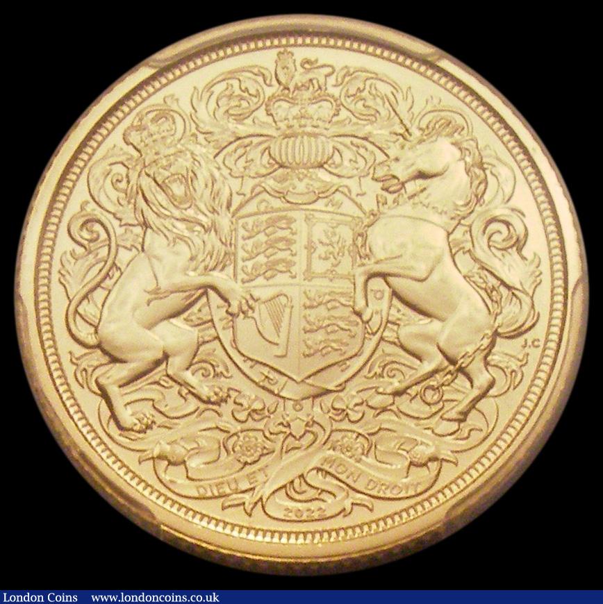 London Coins : A192 : Lot 1782 : Sovereign 2022 Queen Elizabeth II Memorial Obverse: King Charles III, Reverse: Crowned Royal Arms wi...