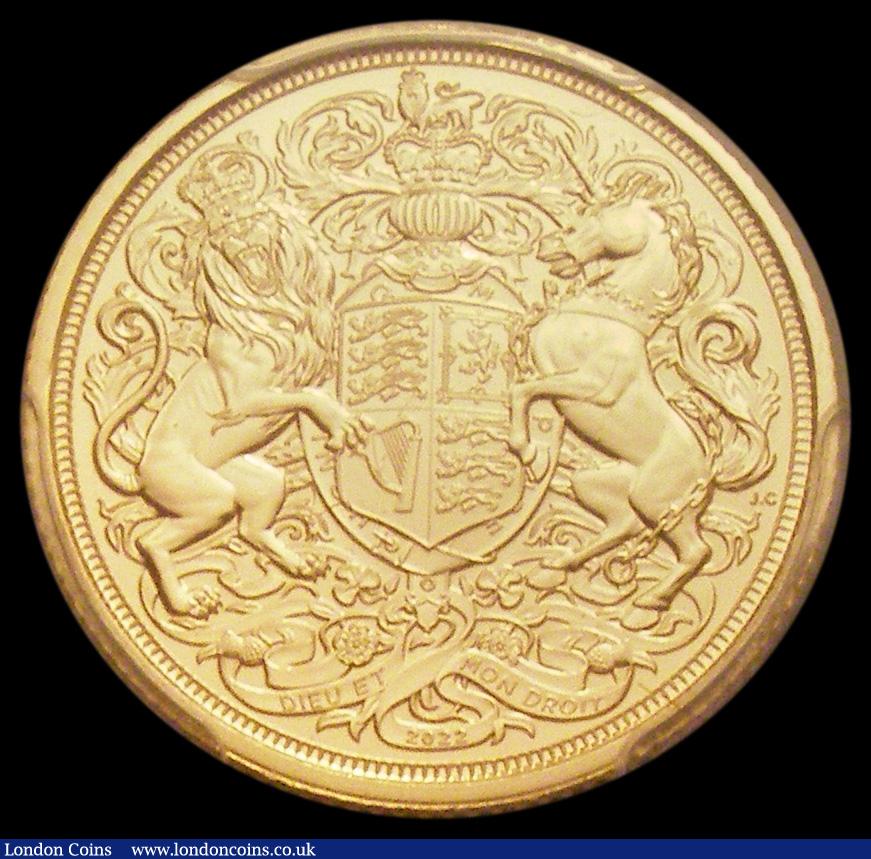 London Coins : A192 : Lot 1783 : Sovereign 2022 Queen Elizabeth II Memorial Obverse: King Charles III, Reverse: Crowned Royal Arms wi...