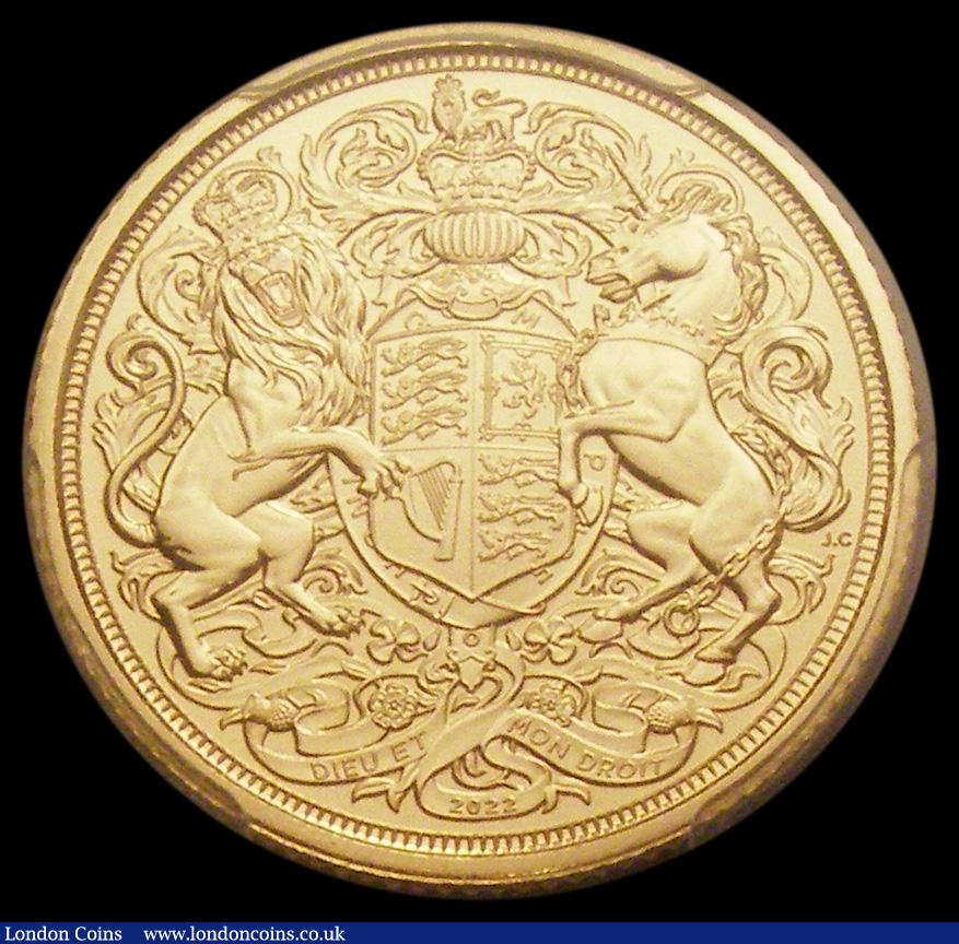 London Coins : A192 : Lot 1787 : Sovereign 2022 Queen Elizabeth II Memorial Obverse: King Charles III, Reverse: Crowned Royal Arms wi...