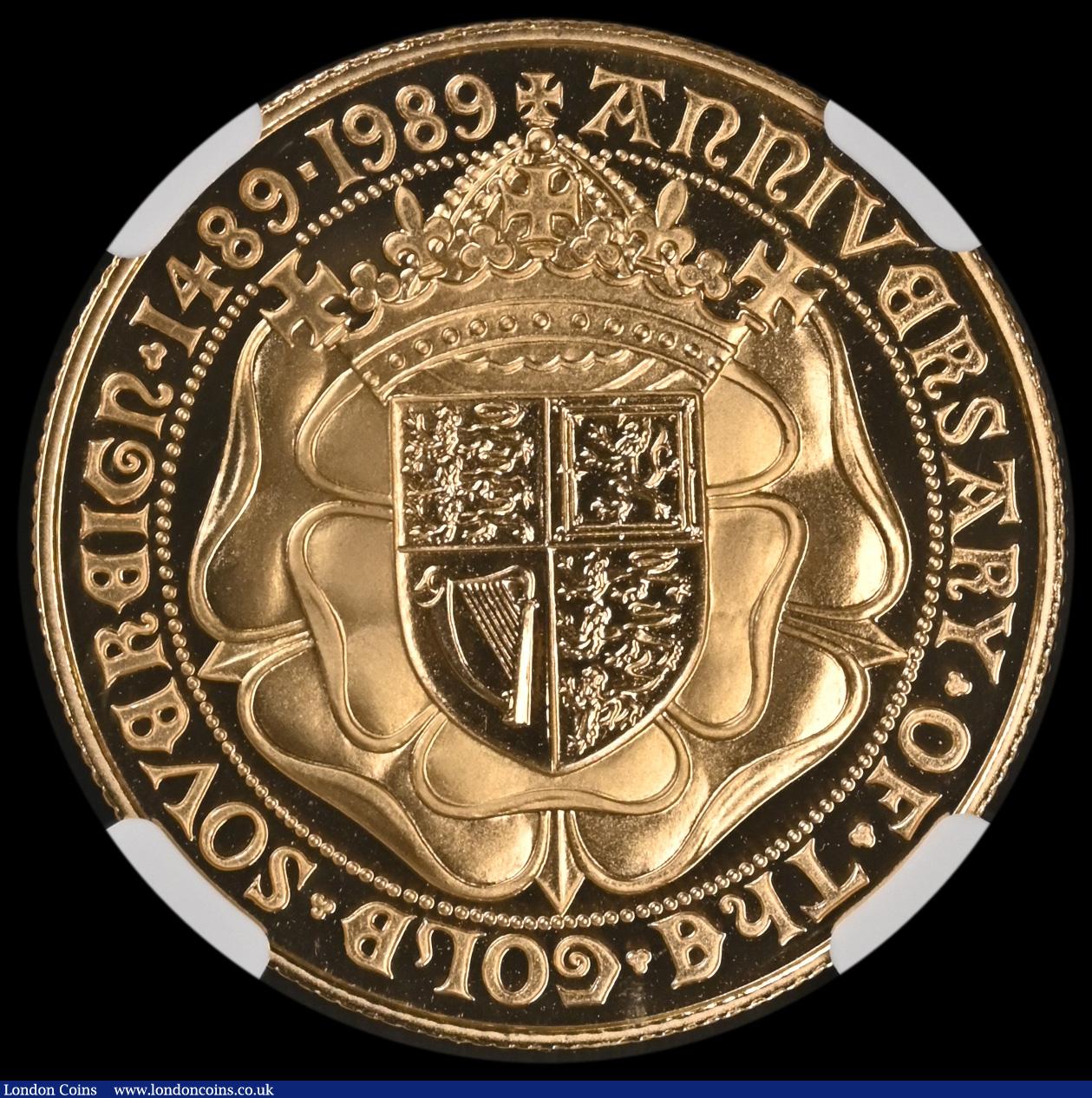London Coins : A192 : Lot 1831 : Two Pounds 1989 500th Anniversary of the First Gold Sovereign in an NGC holder and graded PF69 ULTRA...