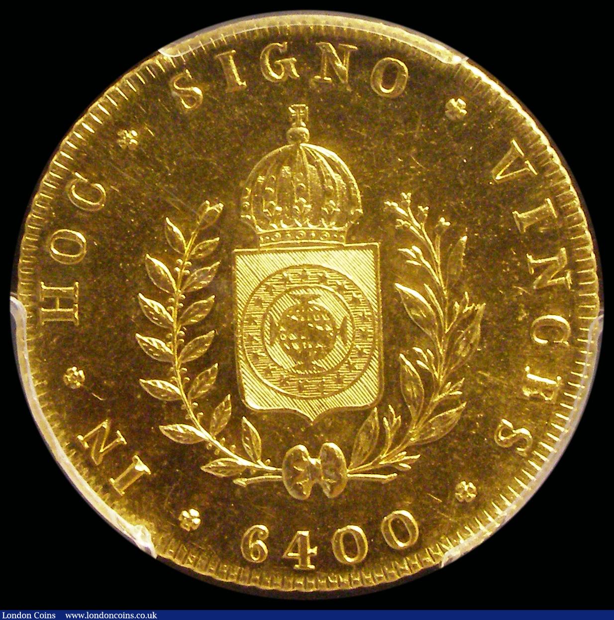 London Coins : A192 : Lot 536 : Brazil 6400 Reis 1832 R  KM387.1 choice and brilliant Unc and graded MS63 by PCGS and in their holde...