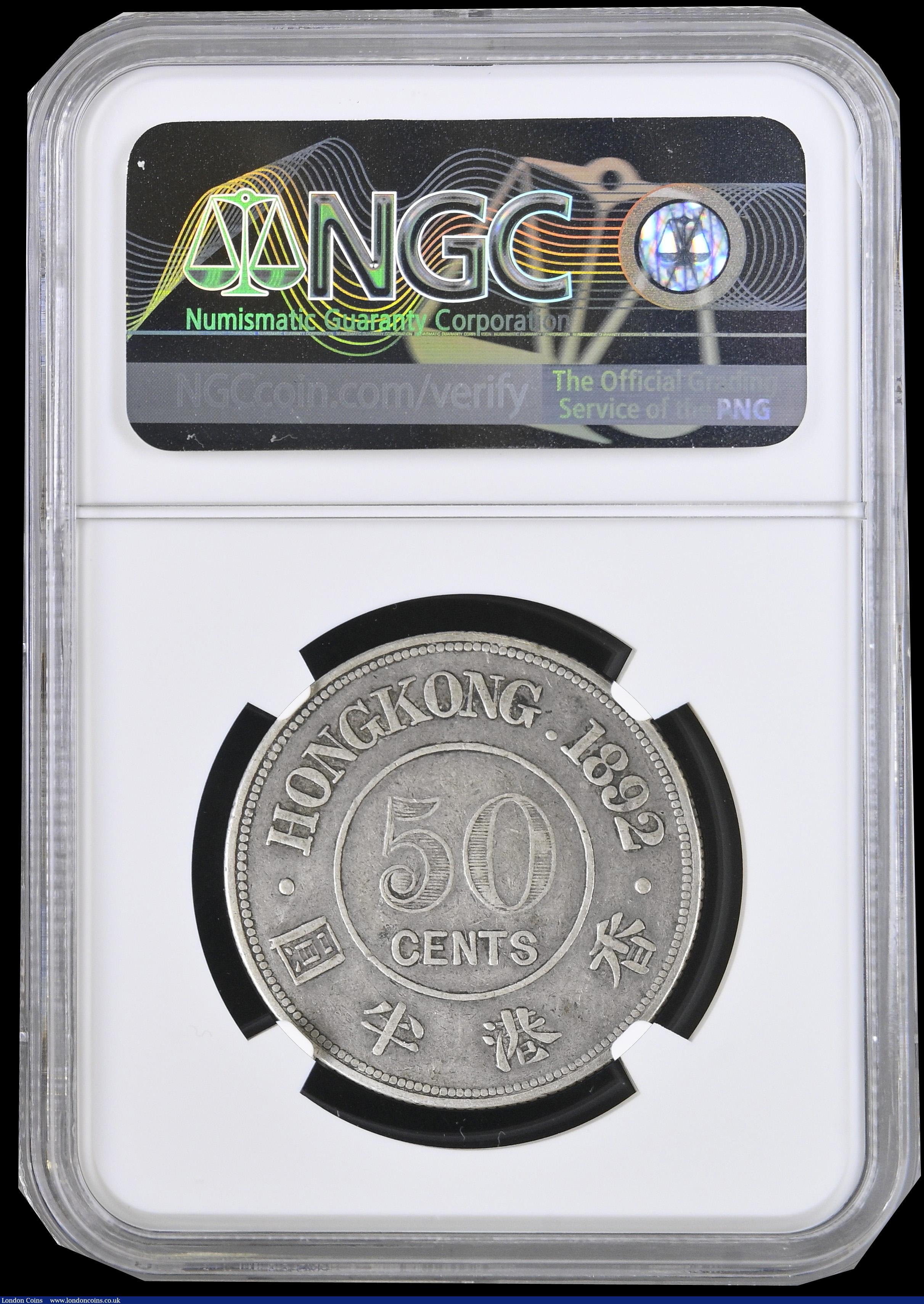 London Coins : A192 : Lot 629 : Hong Kong 50 Cents 1892 H NGC VF25